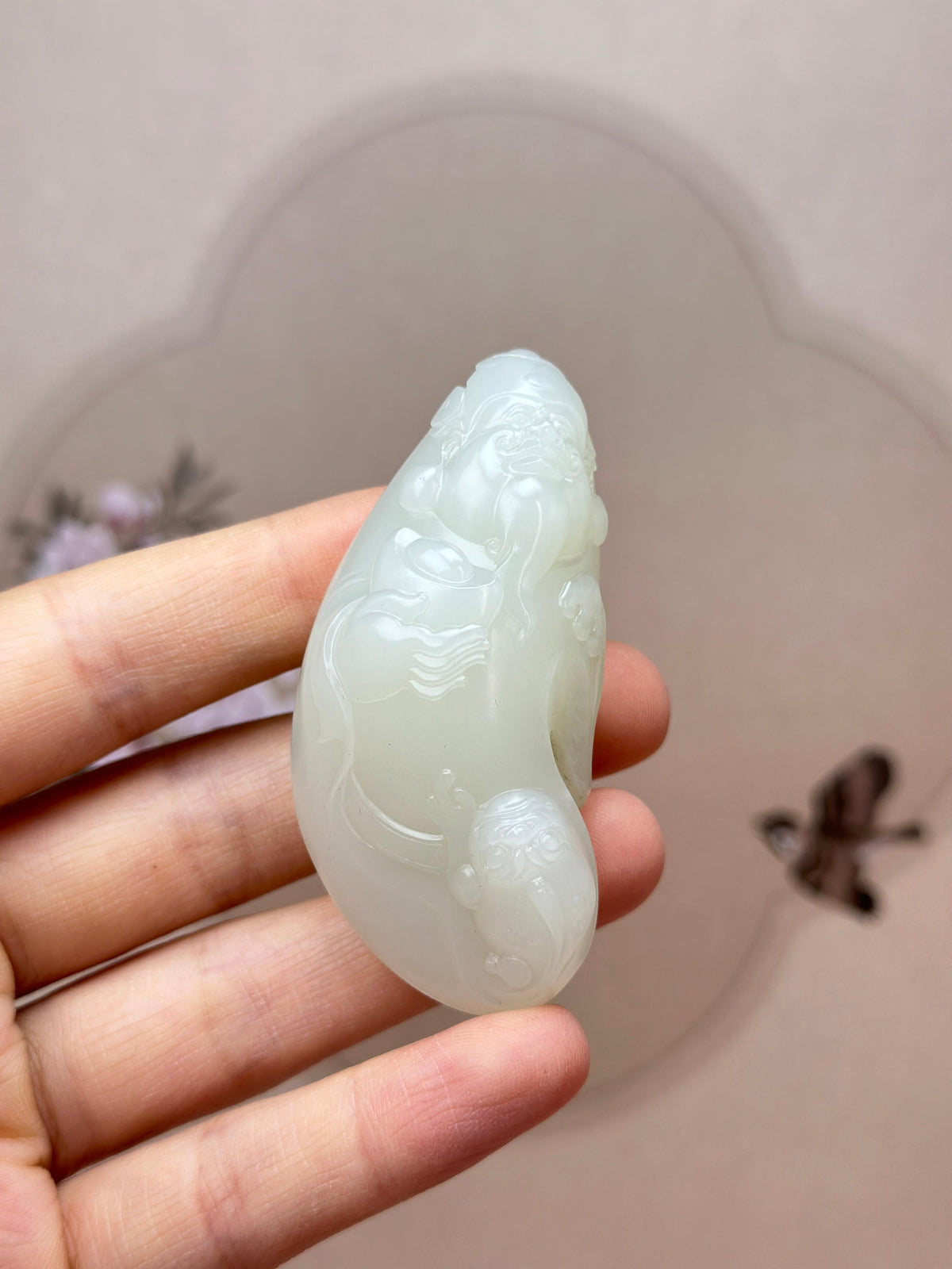 珍品新疆和田玉白玉籽料财神挂件（yc765485）