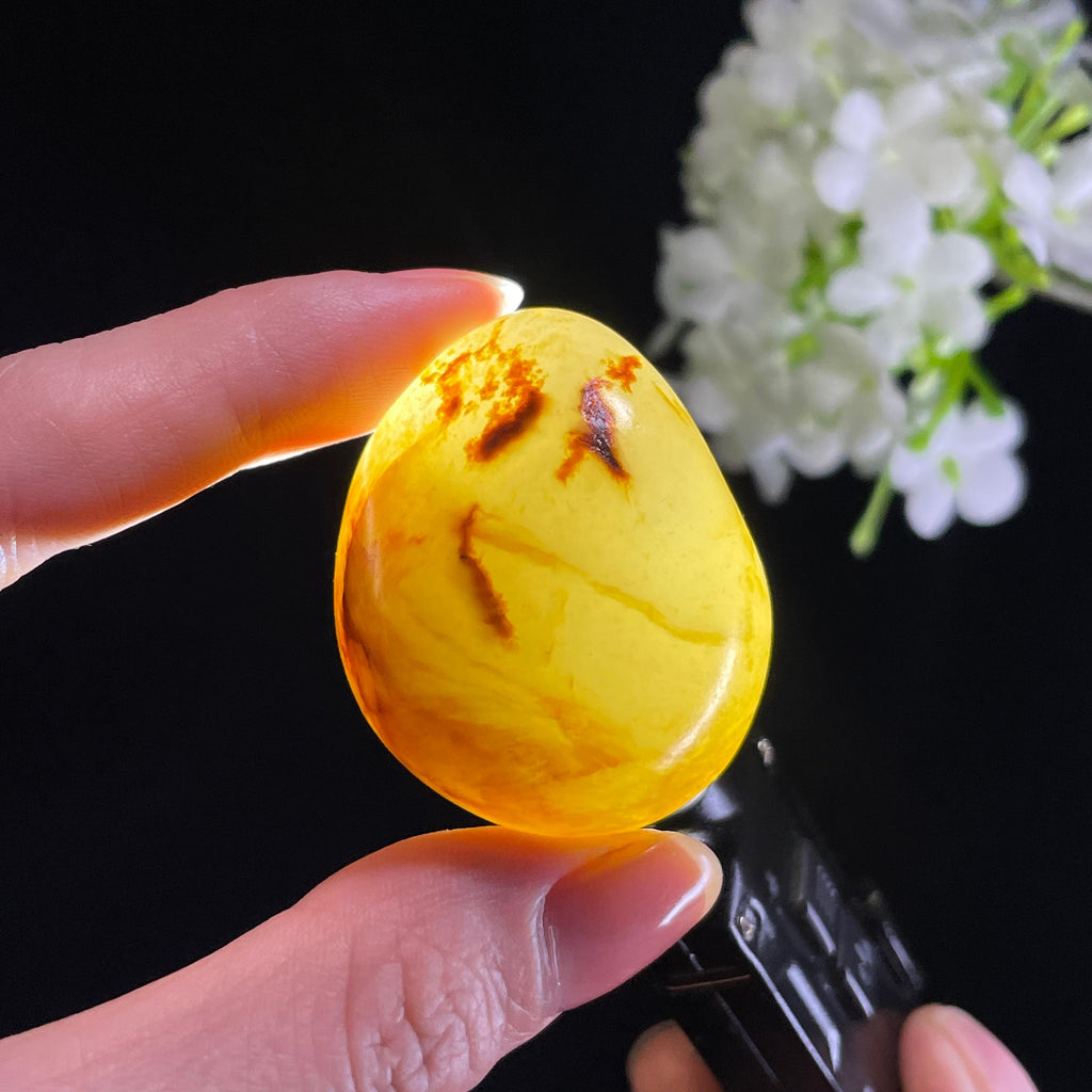 和田玉“玉上枫影”白玉洒金洒红皮籽料（yc422504）