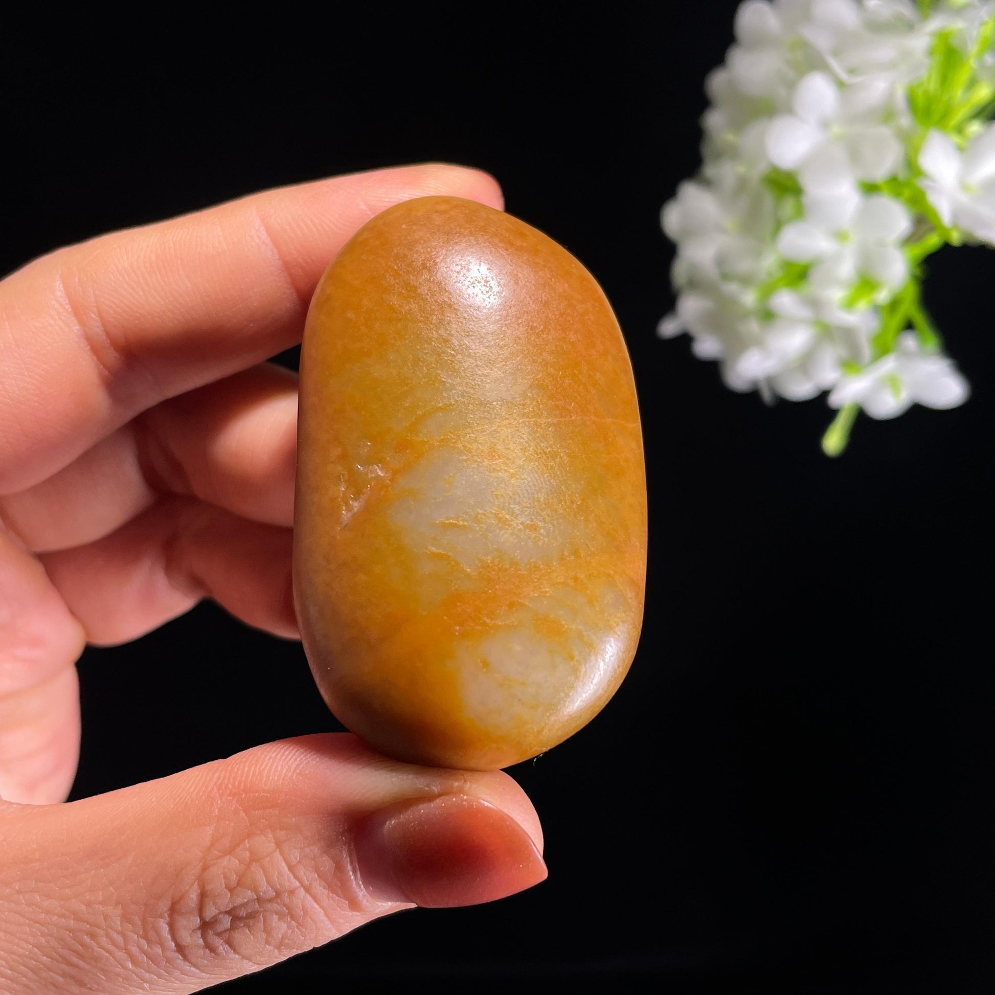 新疆天然和田玉“金包银”黄沁皮籽料（yc403827）