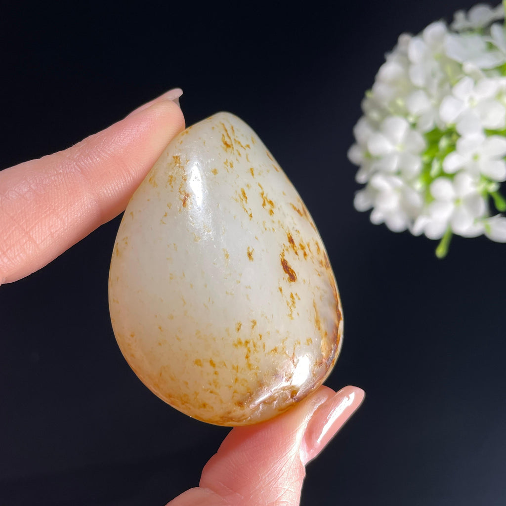 和田玉白玉“星粟漫霜”洒红皮籽料（yc386161）