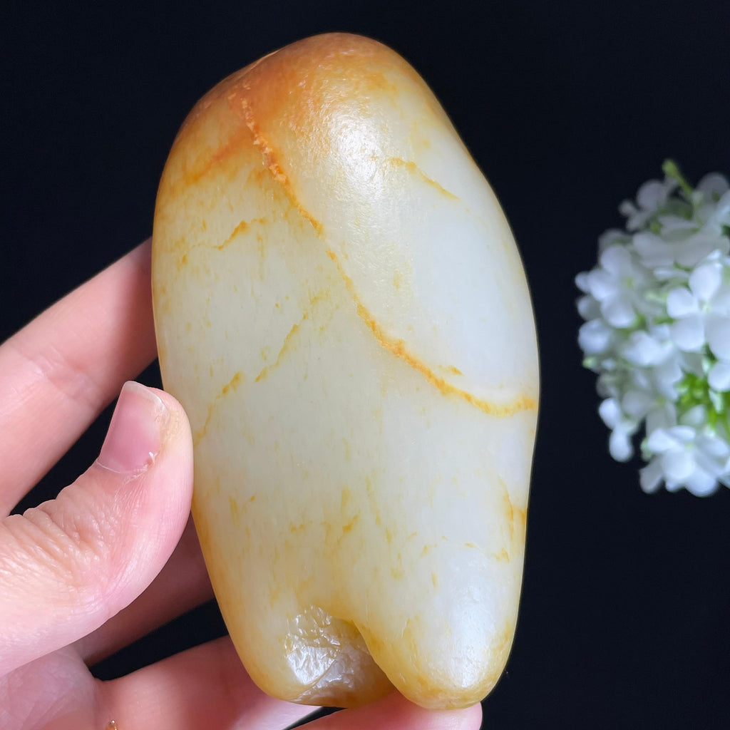 新疆和田玉“秋纹漫野”白玉洒金皮红皮籽料（yc443029）