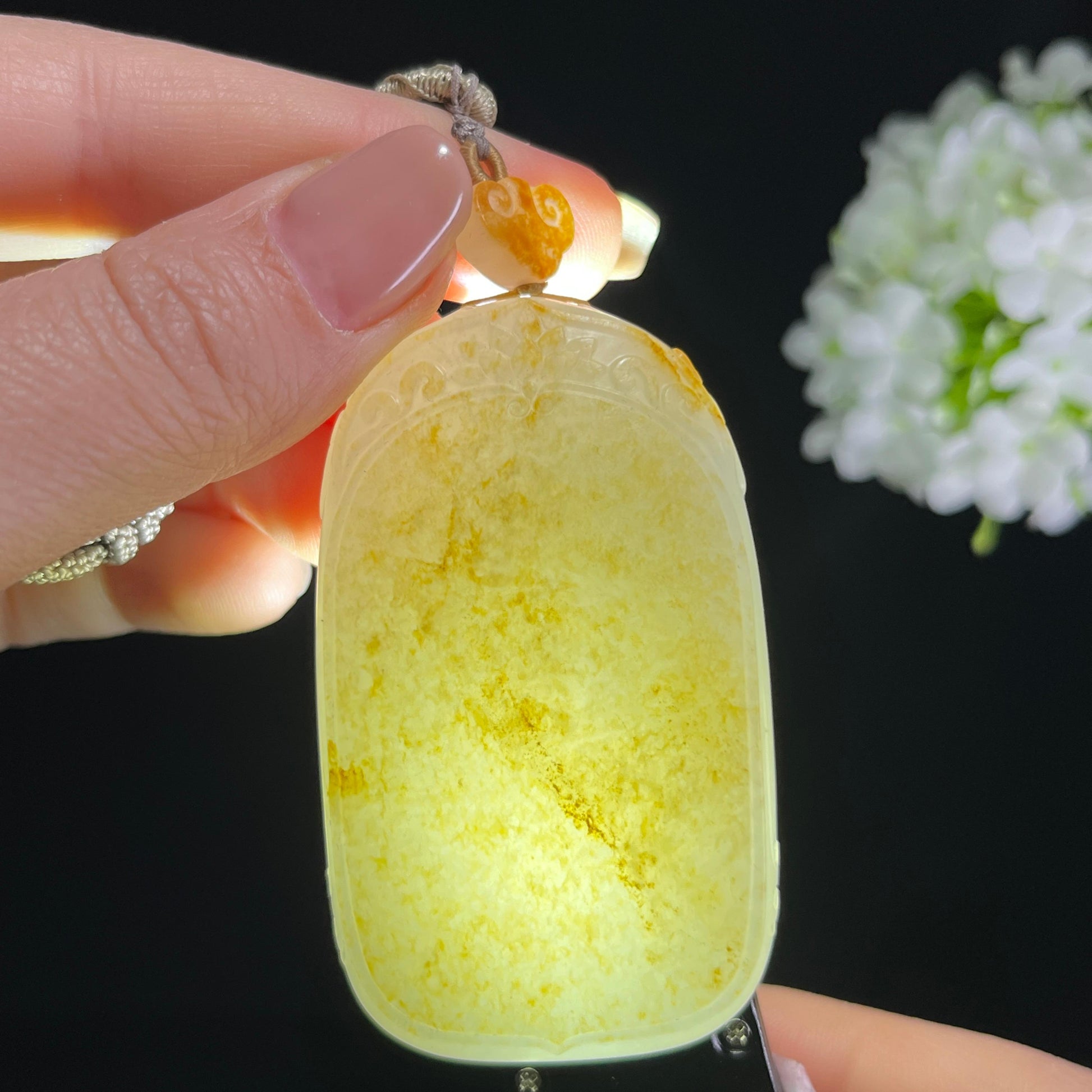 和田玉白玉洒金皮籽料无事牌（yc372642）