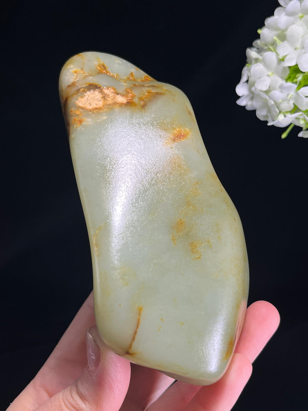 新疆天然和田玉籽料原石洒金皮摆件（yc262833）