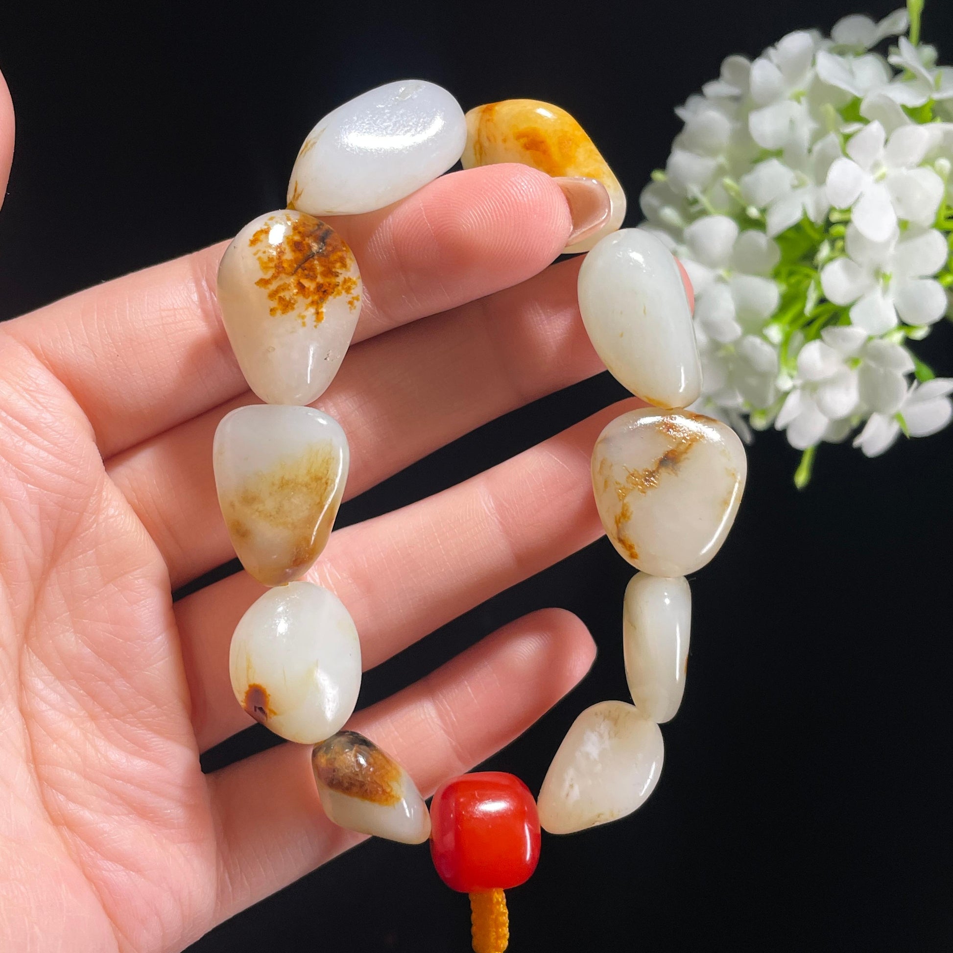 新疆和田玉天然原籽手串（yc381977）