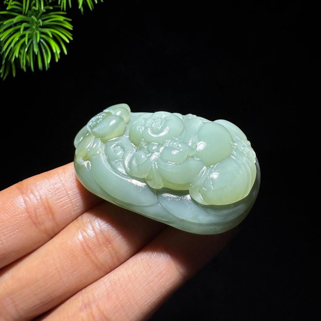 和田玉山料粉青佛公（yc734103）