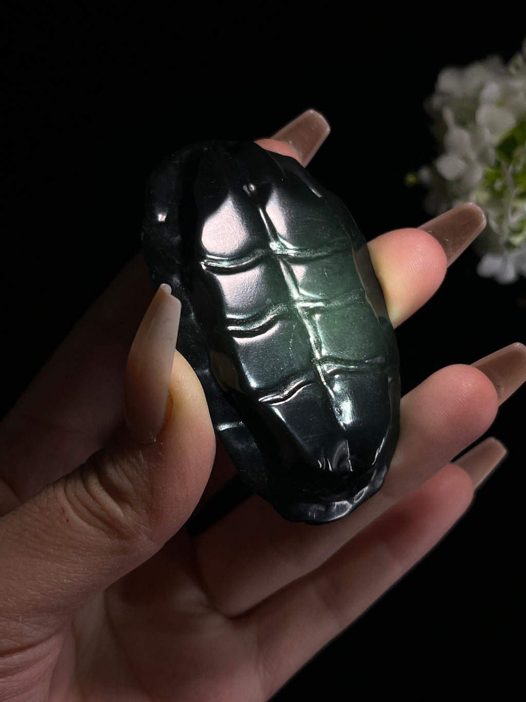 新疆天然和田玉塔青料龙龟“延年益寿”小手把件（yc260252）