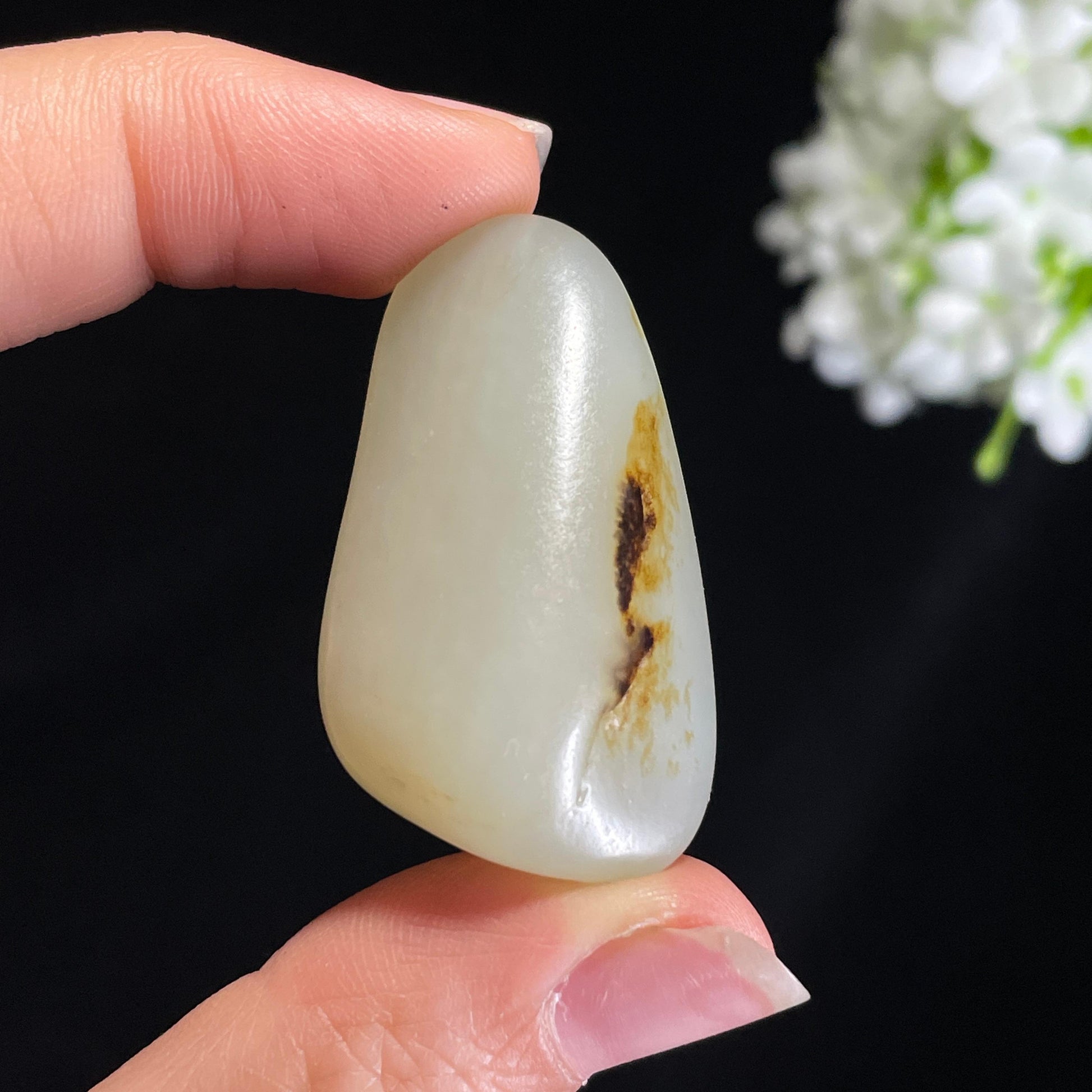 和田玉白玉“夕痕浅渡”黑皮籽料（yc416502）