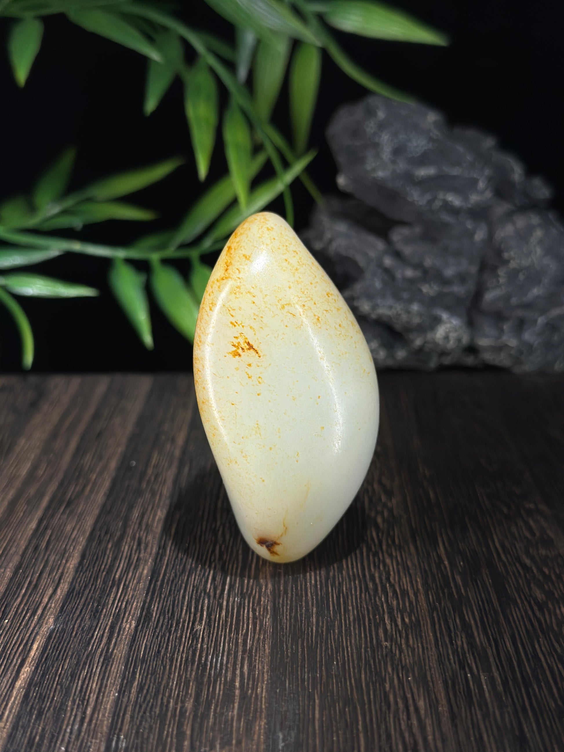 新疆和田玉珍品白玉洒金皮籽料手把件（yc698543）