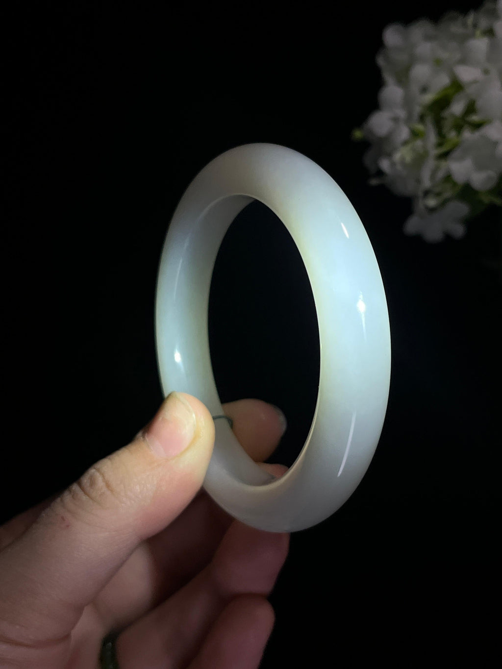 新疆天然和田玉羊脂白玉手镯精品2（卡56）（yc258338）