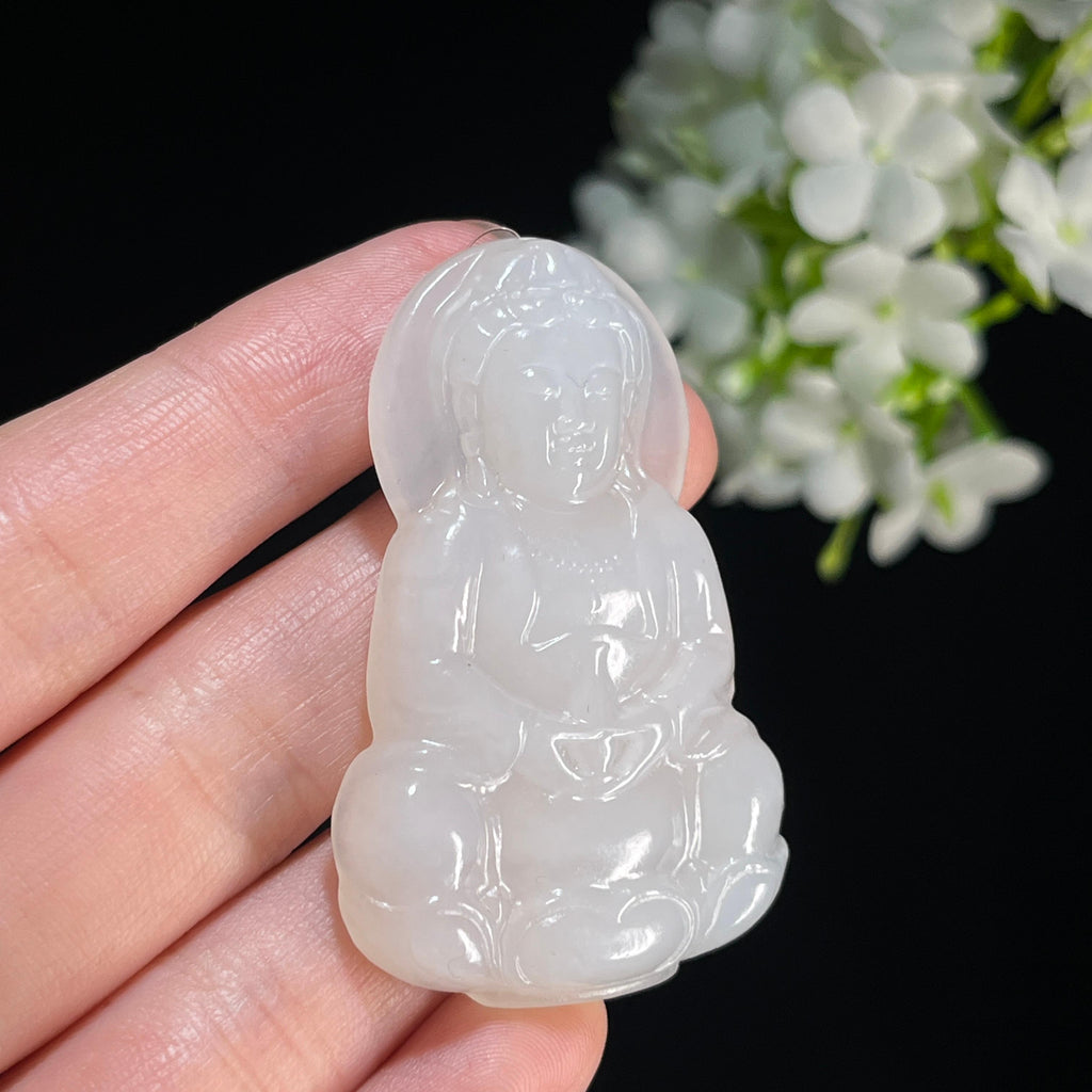 和田玉白玉观音雕刻挂件（yc367278）