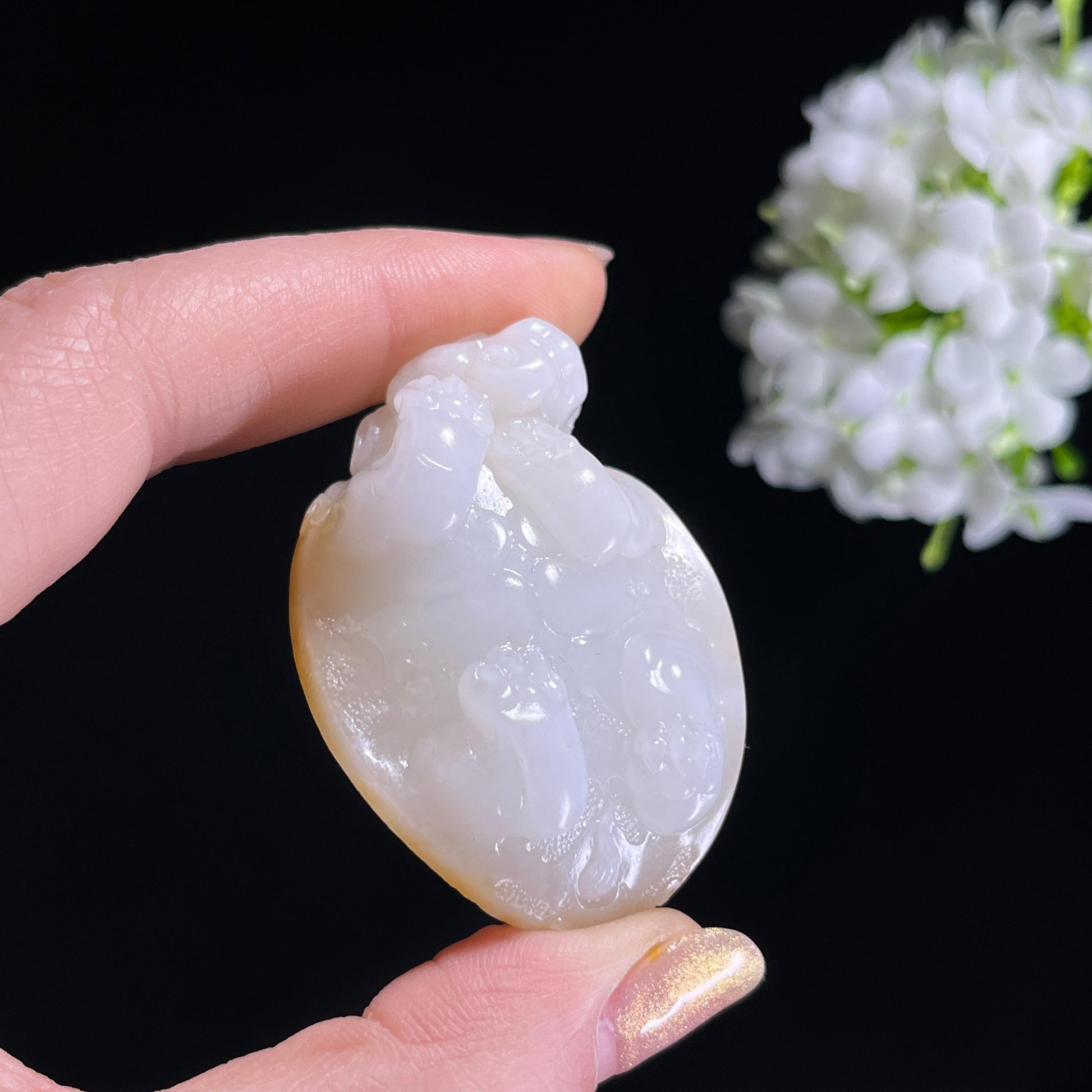 和田玉洒金皮“金沁灵龟”雕刻作品（yc303439）