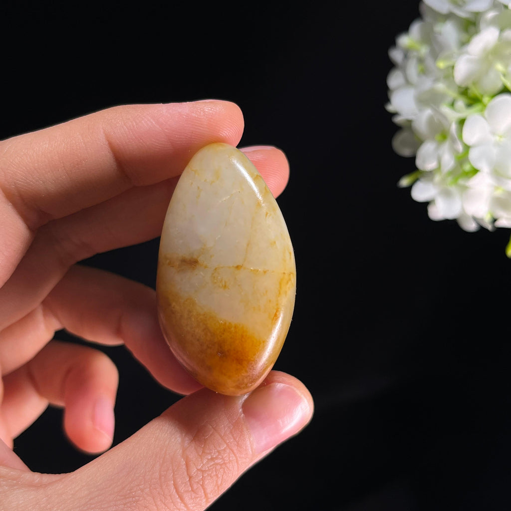 和田玉白玉“云壑流痕”洒金皮秋梨皮籽料（yc350482）