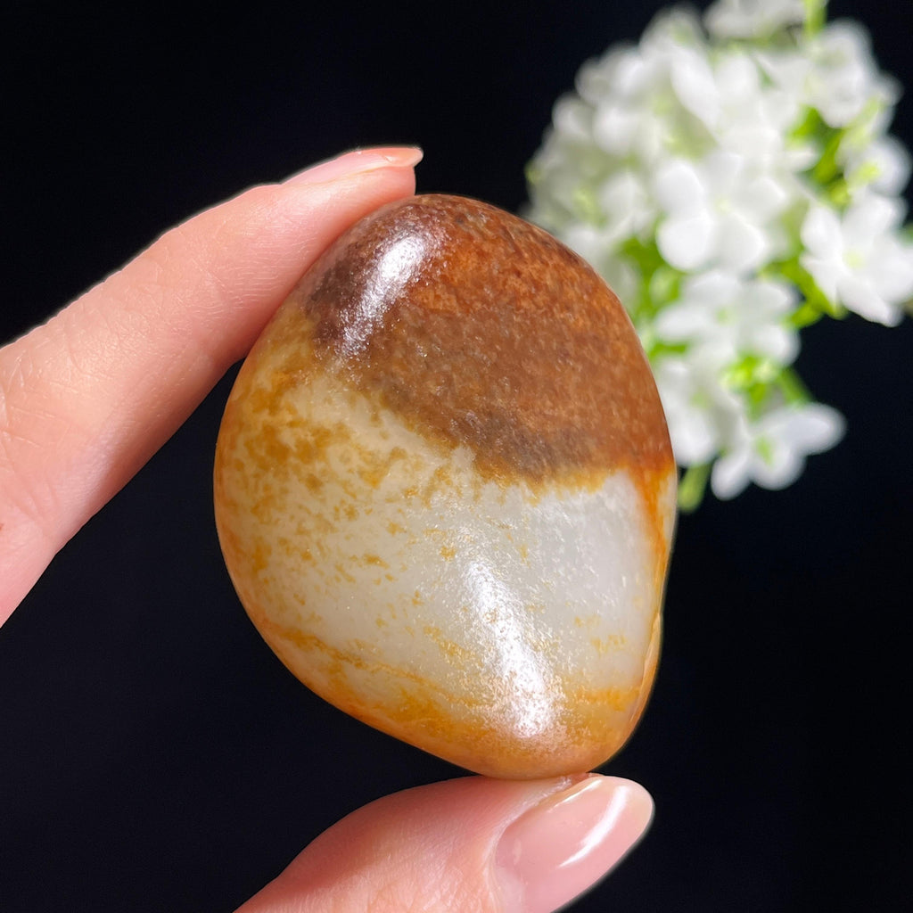 和田玉红沁白玉“江霞分碧”洒金皮籽料（yc367817）
