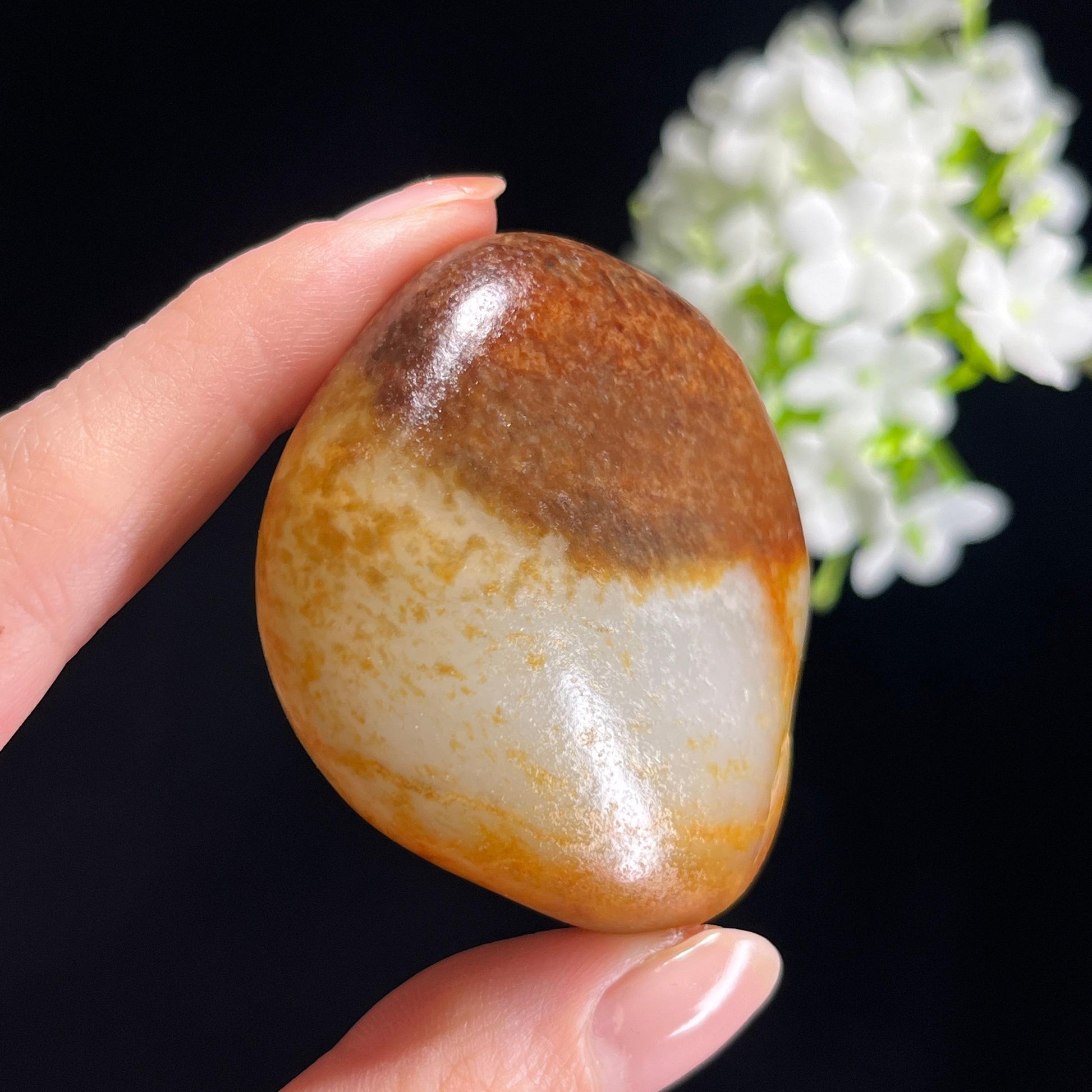 和田玉红沁白玉“江霞分碧”洒金皮籽料（yc367817）