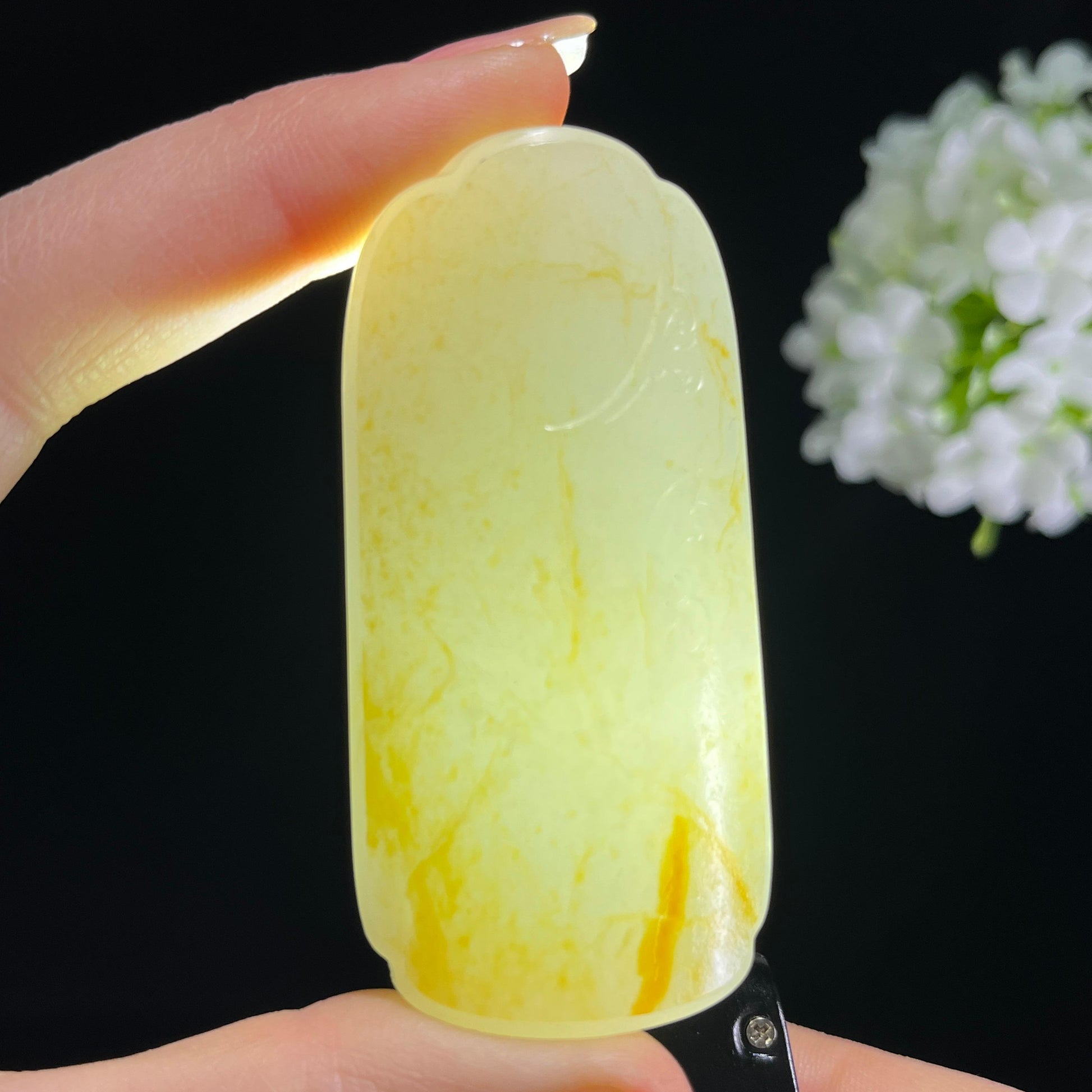 和田玉白玉洒金皮籽料无事牌（yc372536）