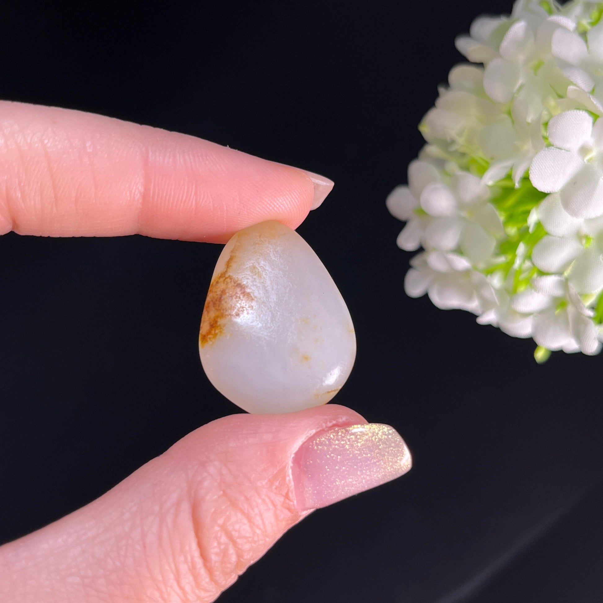 和田玉白玉“烟霭秋声”洒金皮籽料（yc361075）