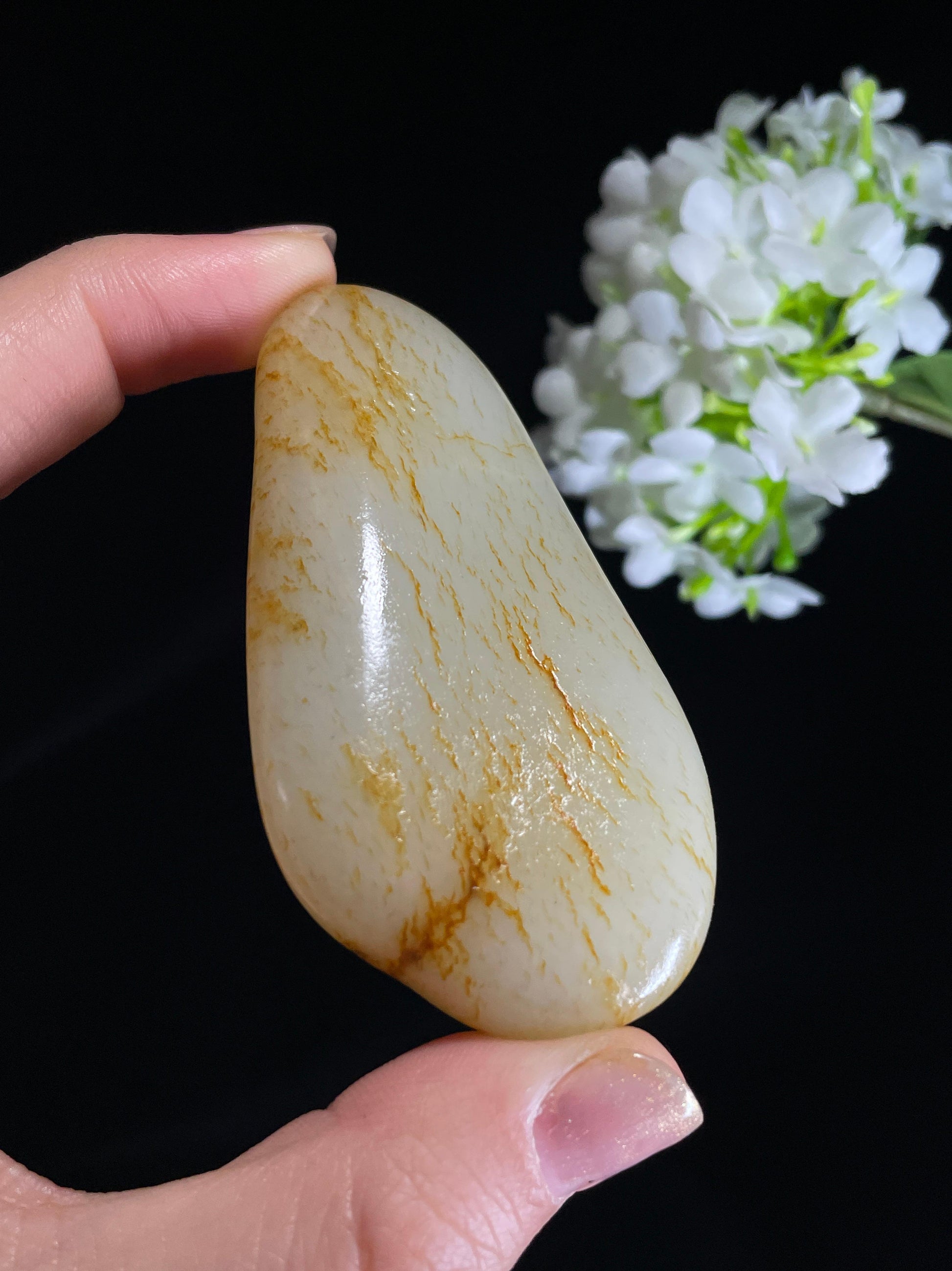 新疆天然和田玉籽料原石洒金皮挂件（yc272535）