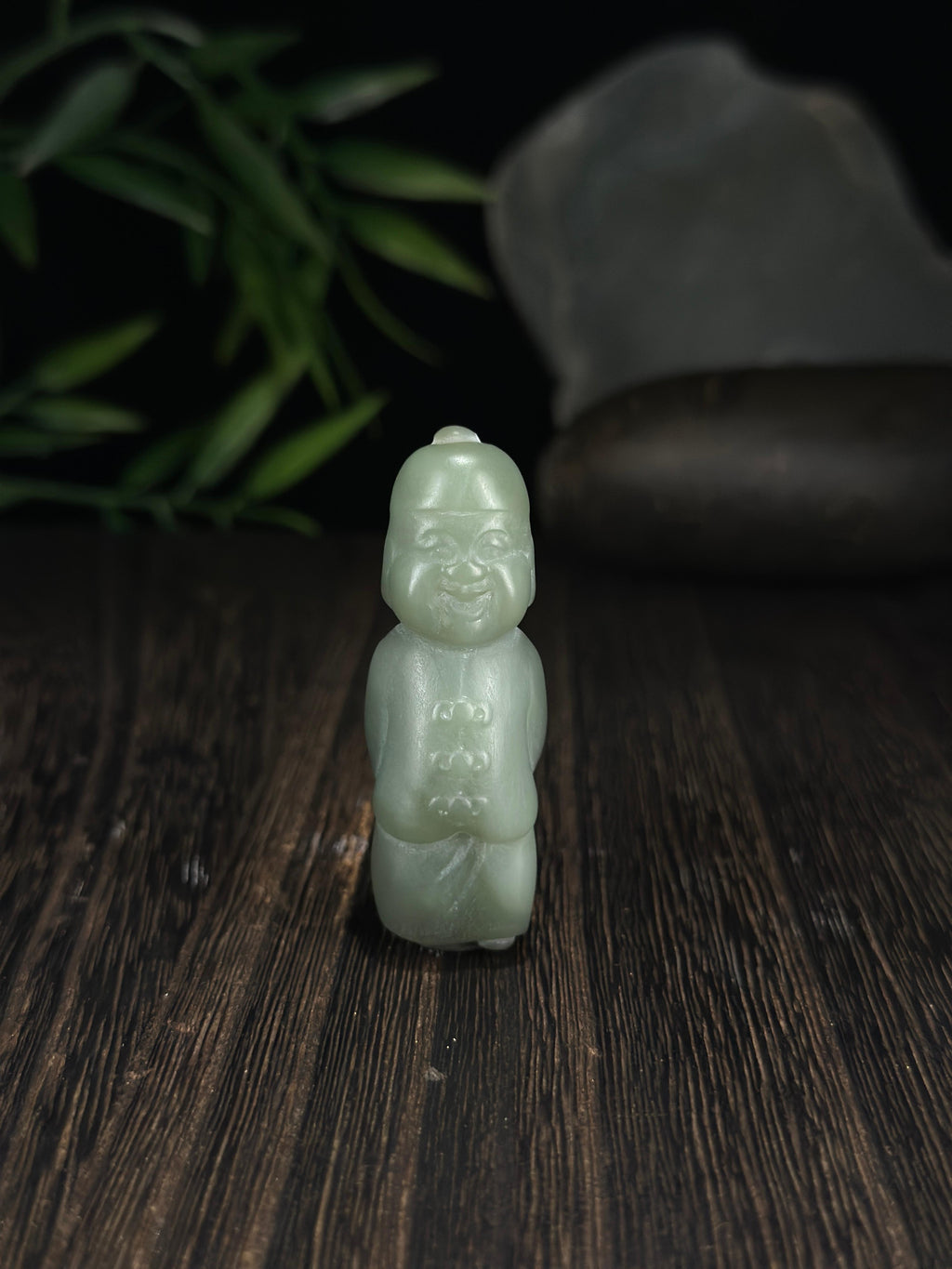 和田玉青玉招财童子挂件（一对）（yc714050）