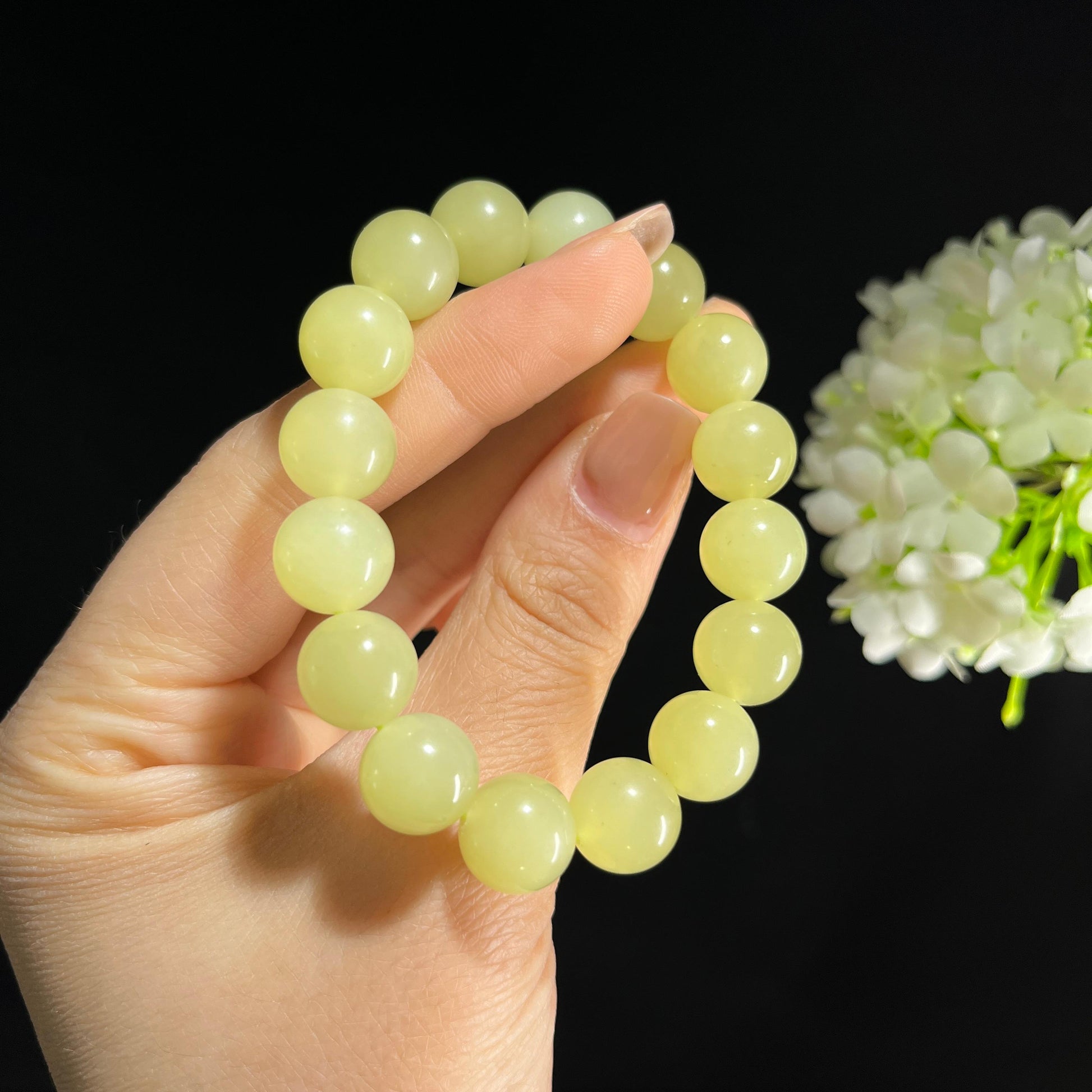 和田玉黄口料圆珠手串（16颗）（yc389061）