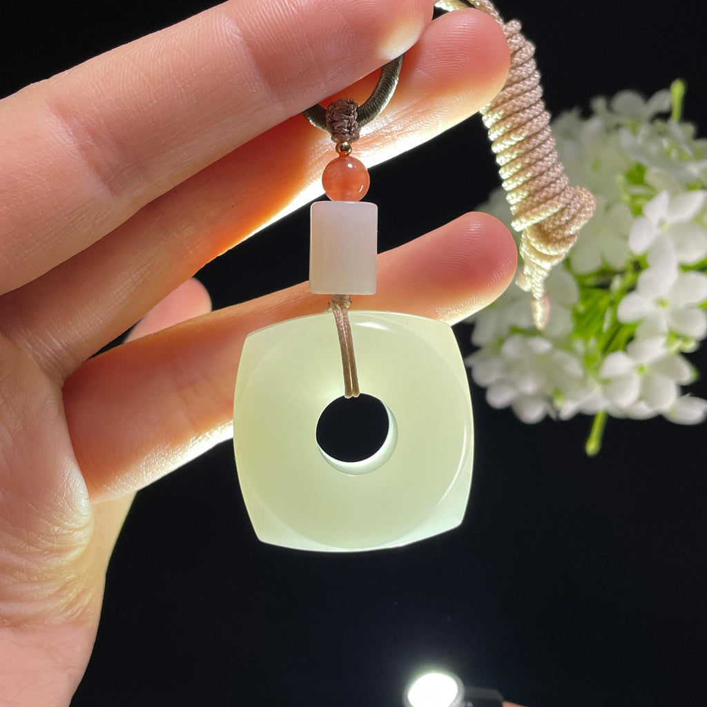 和田玉白玉方形平安扣（yc388940）