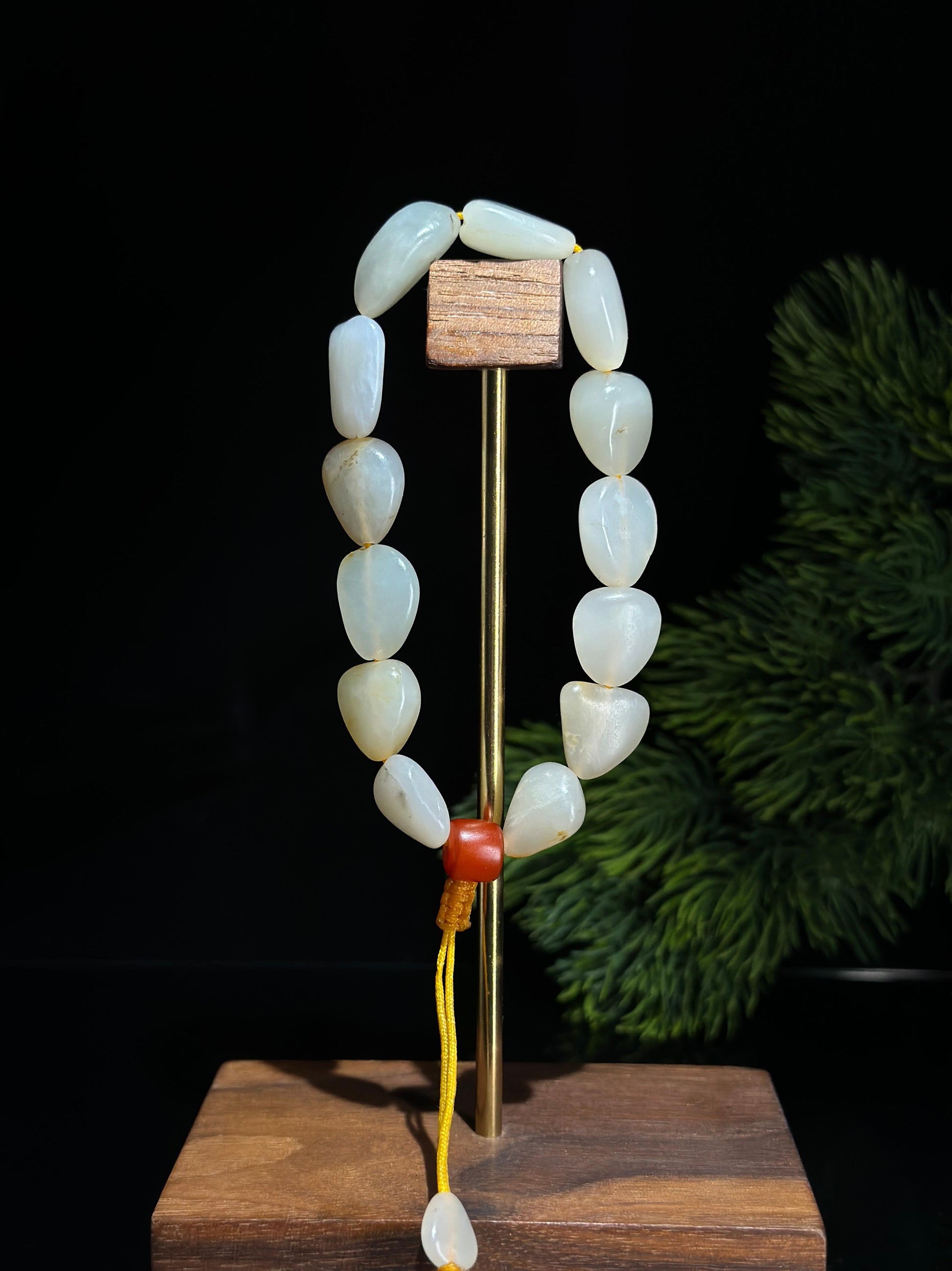新疆和田玉红皮洒金皮原籽手串（13颗）（yc506350）
