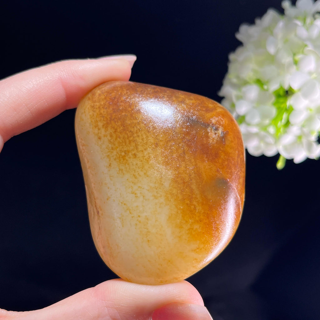 和田玉白玉“秋金卧璧”洒金皮红皮籽料（yc360483）