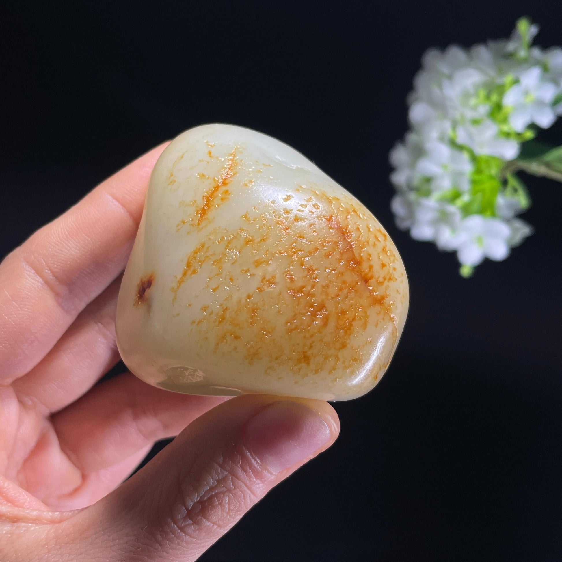 和田玉白玉“红尘烟雨”洒红皮籽料（yc324242）