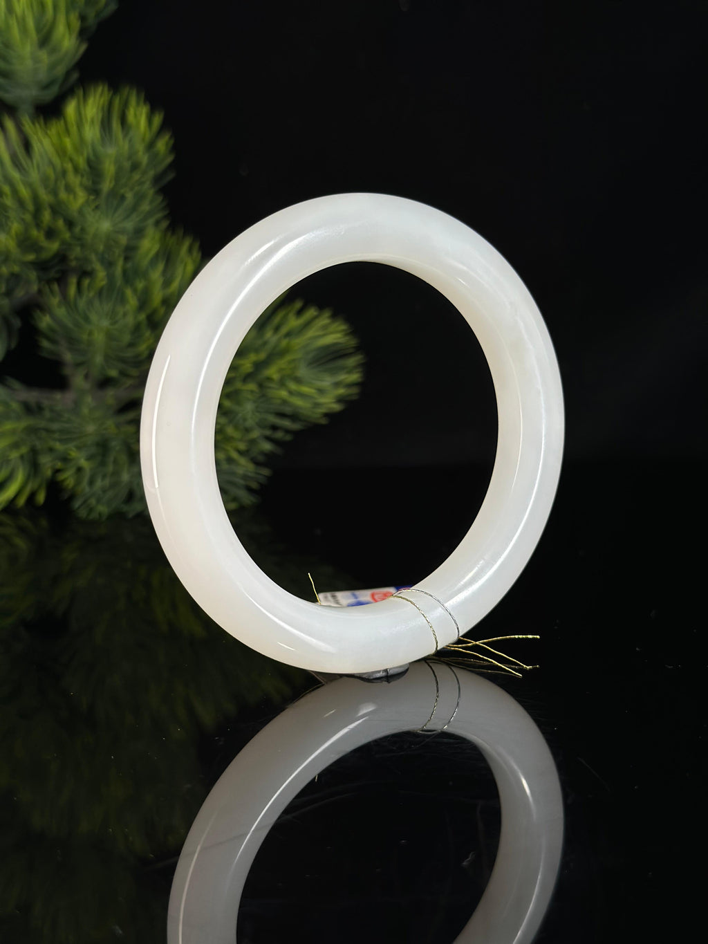 和田玉精品羊脂白玉泥鳅背手镯（卡58）（yc468110）