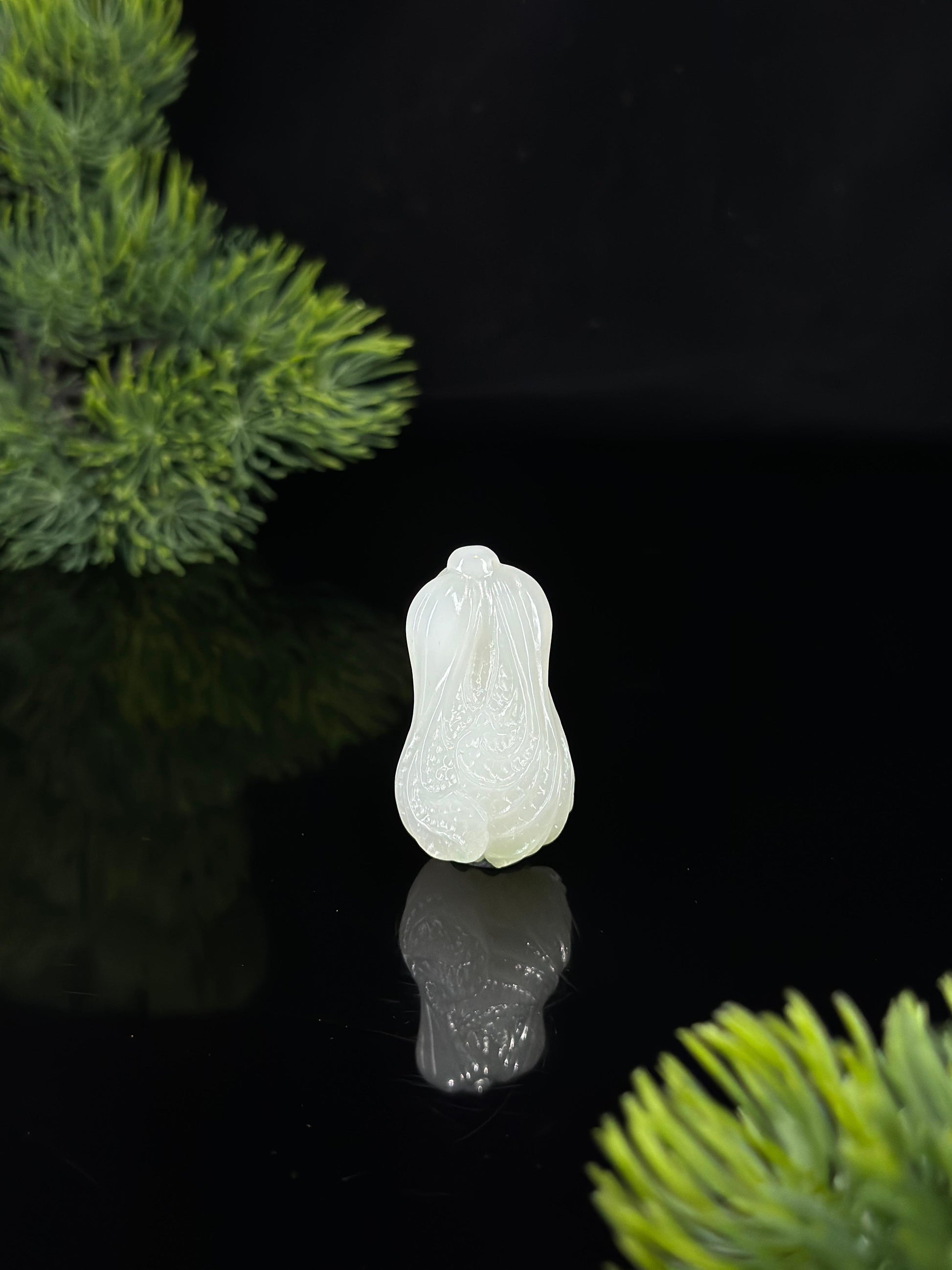 和田玉白玉百财聚来白菜雕刻挂件（yc484408）