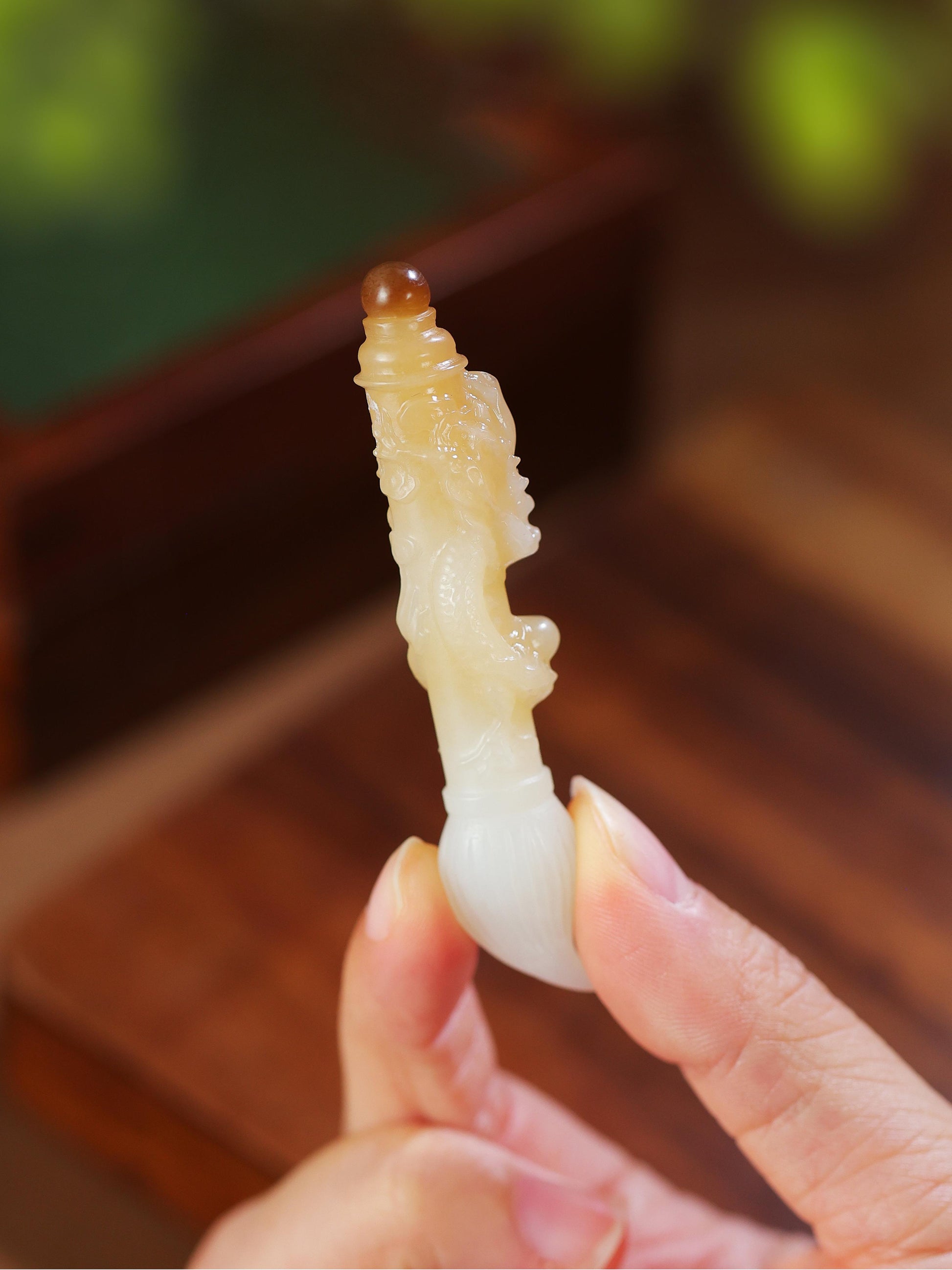 妙笔生花/糖白玉吊坠（yc234034）