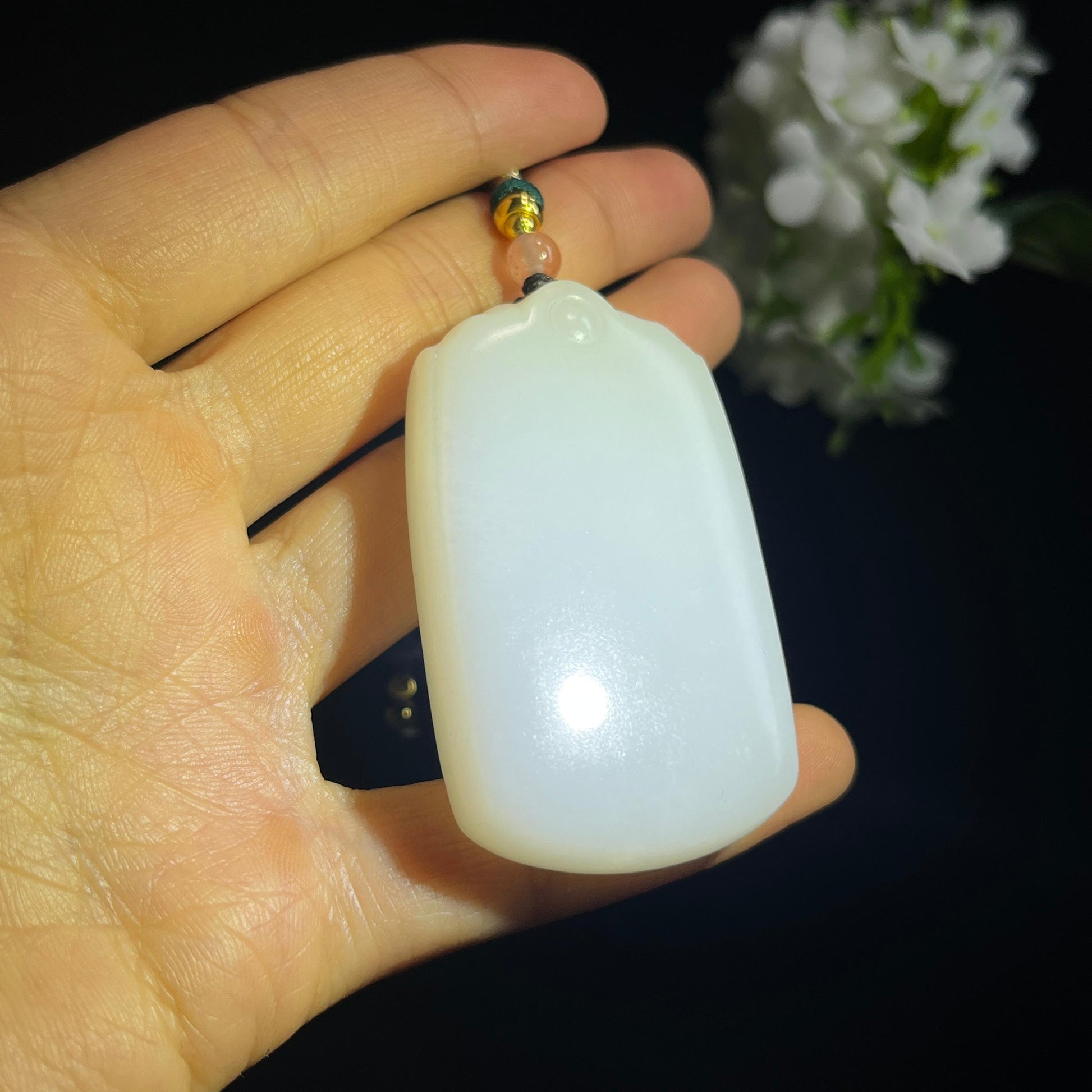 新疆天然和田玉羊脂白玉无事牌（yc349364）