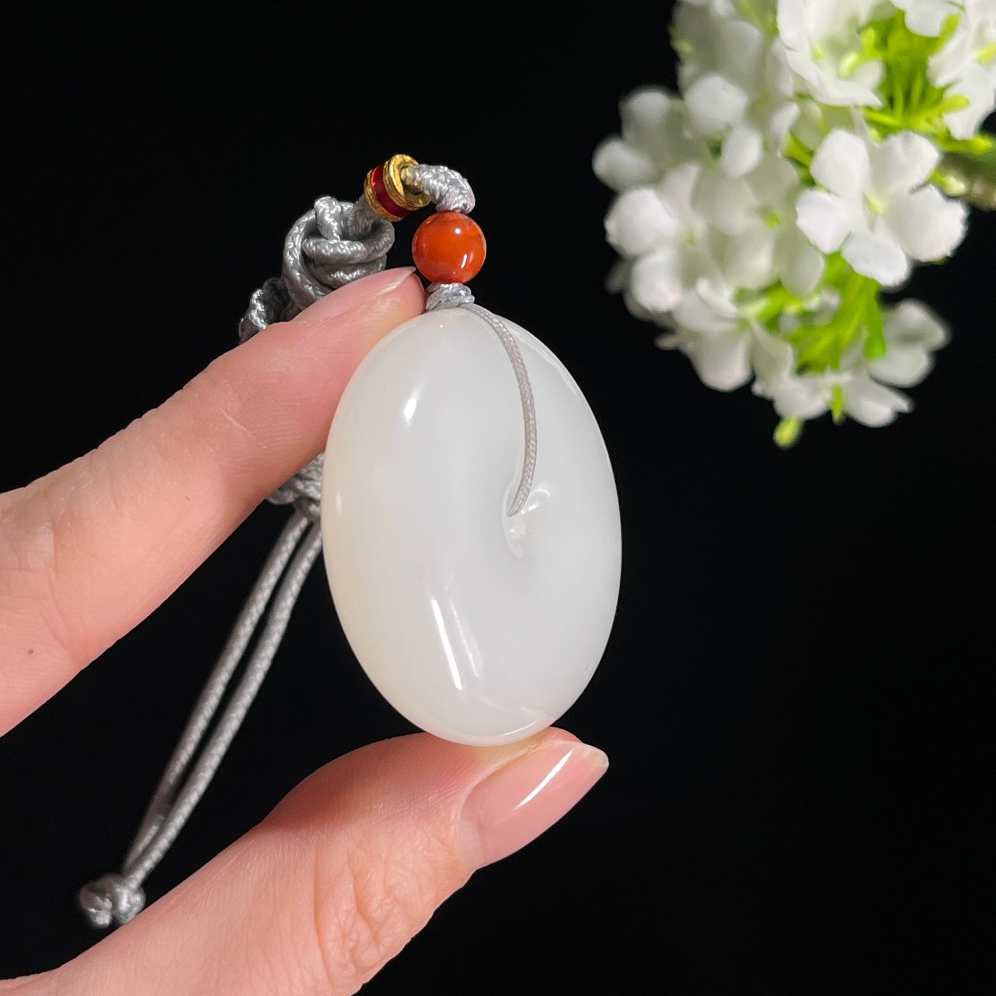 和田玉新疆料“长乐如意”白玉平安扣（yc299332）