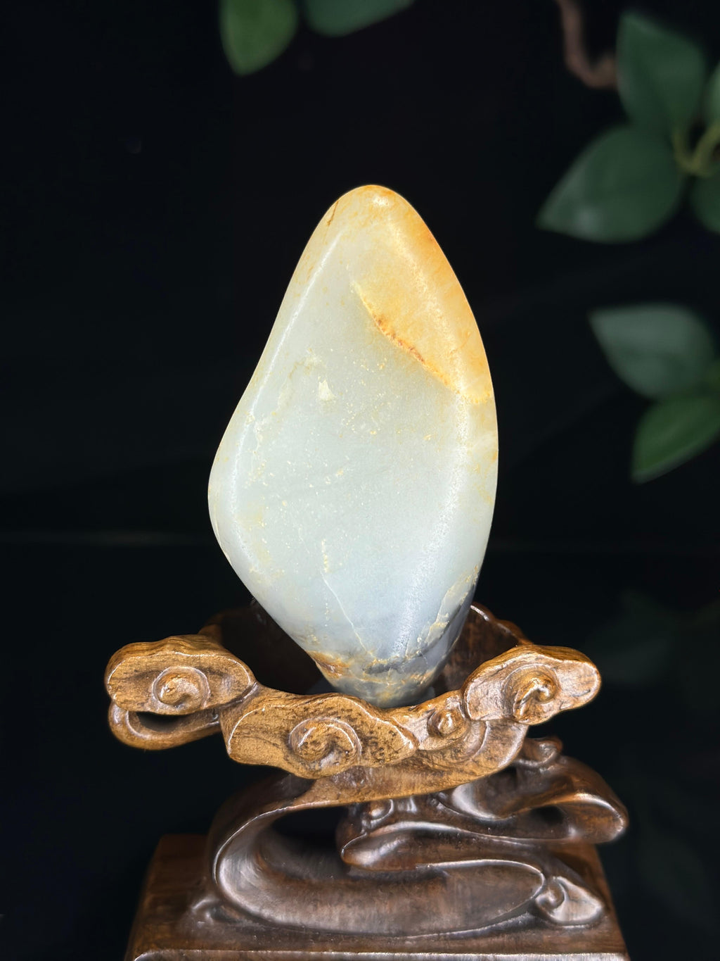 新疆和田玉珍品白玉带青花洒金皮籽料手把件（yc749268）