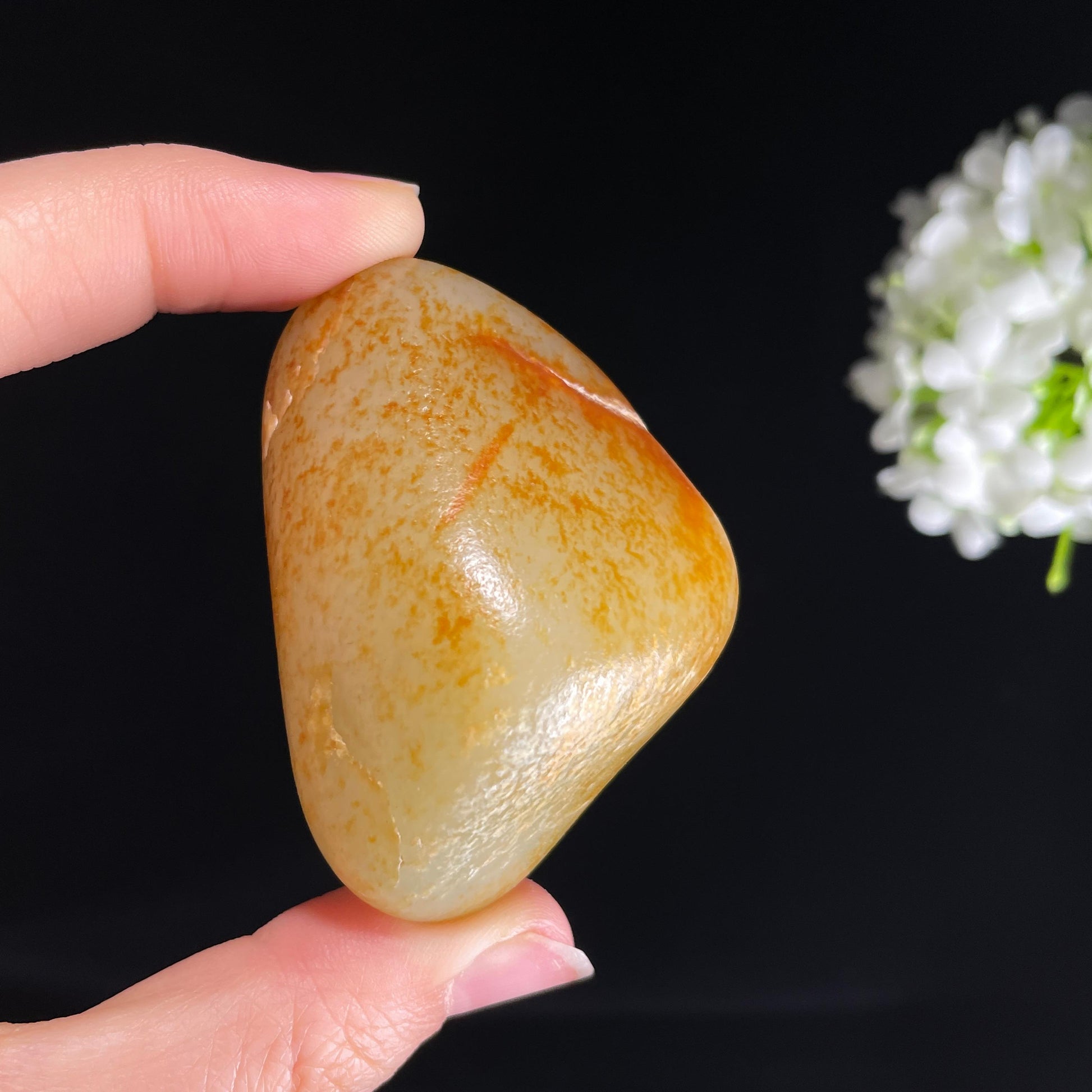 和田玉白玉“流霞覆莹”洒金洒红皮籽料（yc425075）