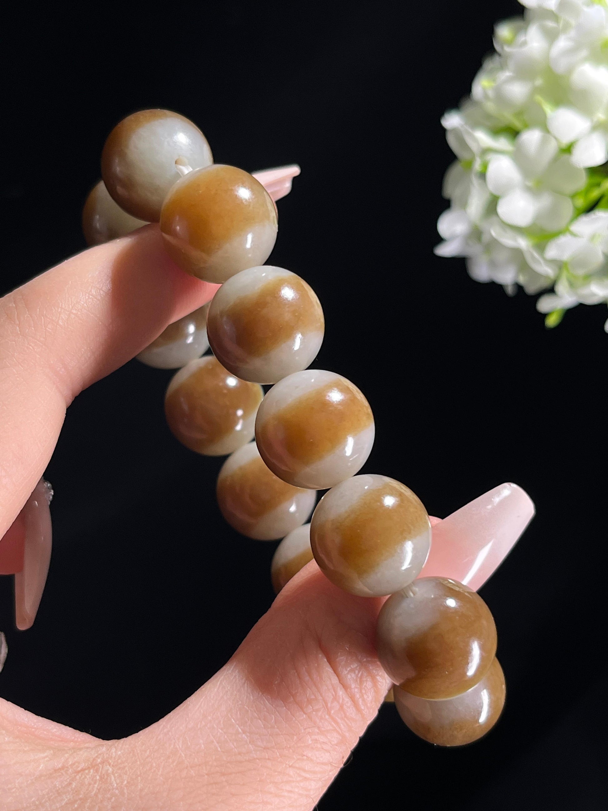 和田玉且末红糖手串（卡16）（yc261354）