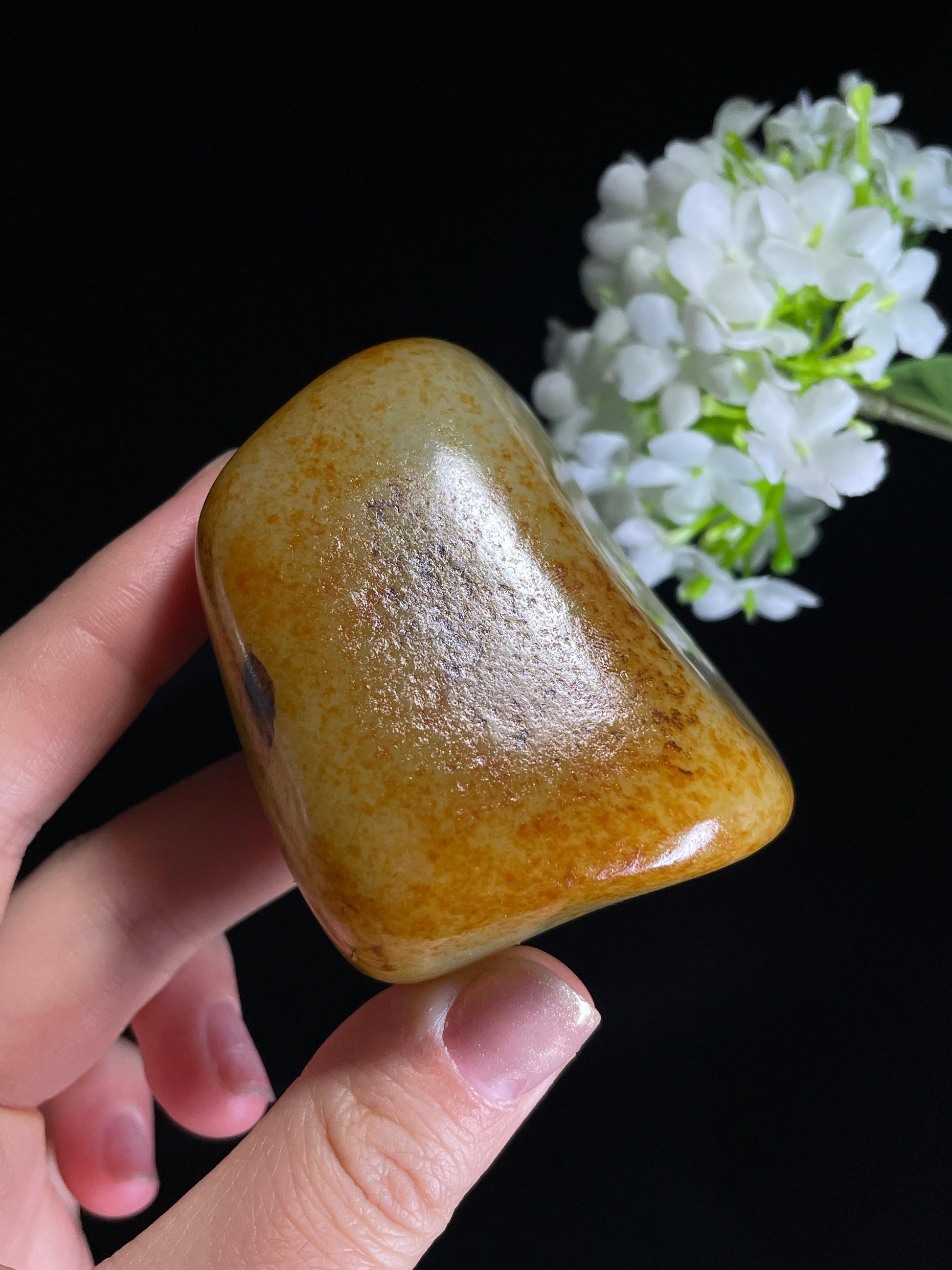 新疆天然和田玉籽料原石洒金皮收藏级小手把（yc272435）