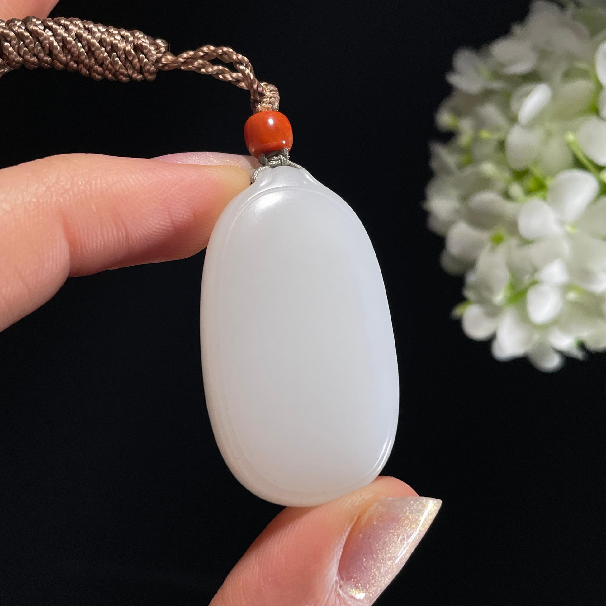 和田玉羊脂白玉“月光信封”平安无事牌（yc327460）