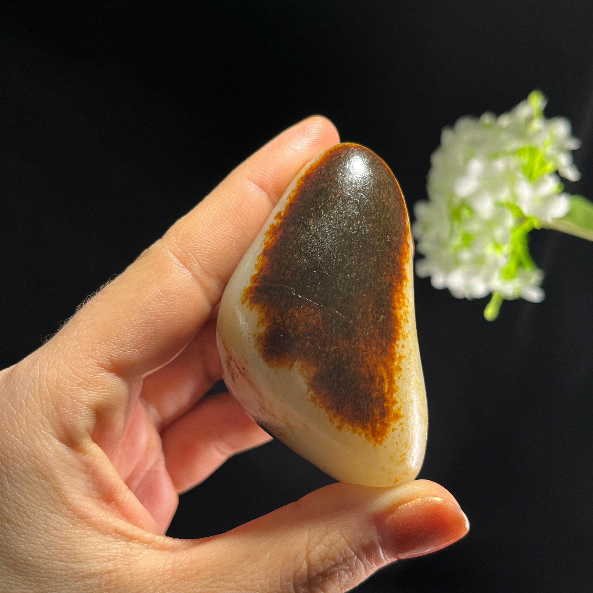 和田玉白玉“红霞裁雪”双面聚红皮籽料（yc384173）