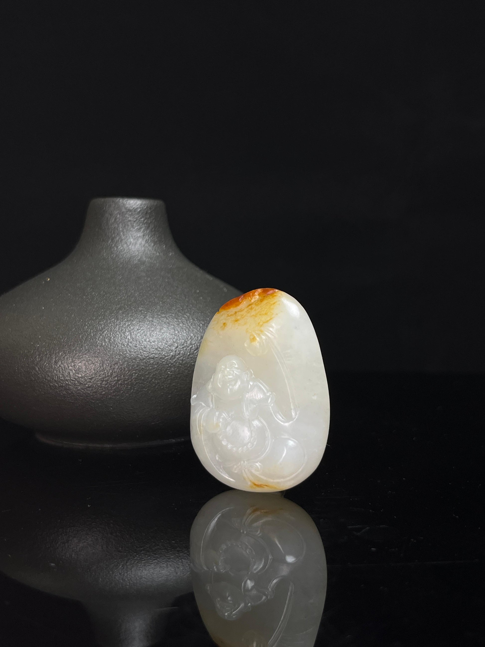新疆和田玉籽料洒金皮弥勒佛挂件（yc235081）