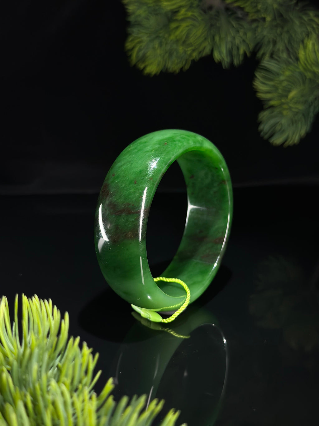 和田玉珍品碧玉轮胎镯（卡60）（yc530653）