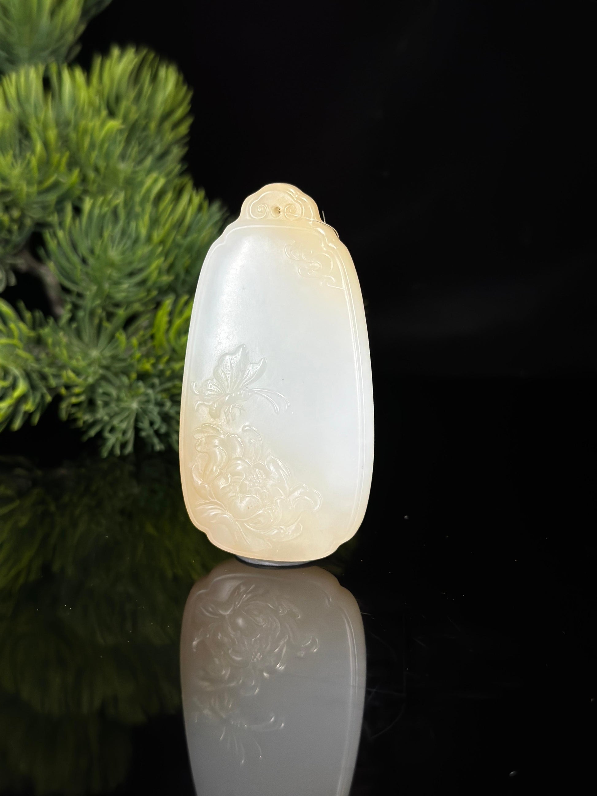 和田玉糖白玉蝶恋花挂件（yc482491）