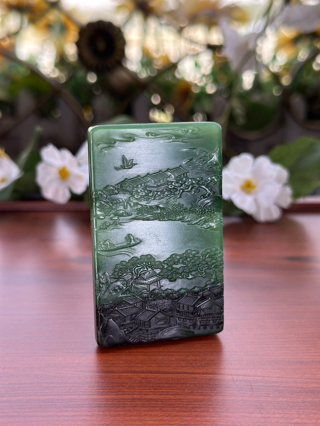 和田玉精品碧玉山水牌（yc704575）
