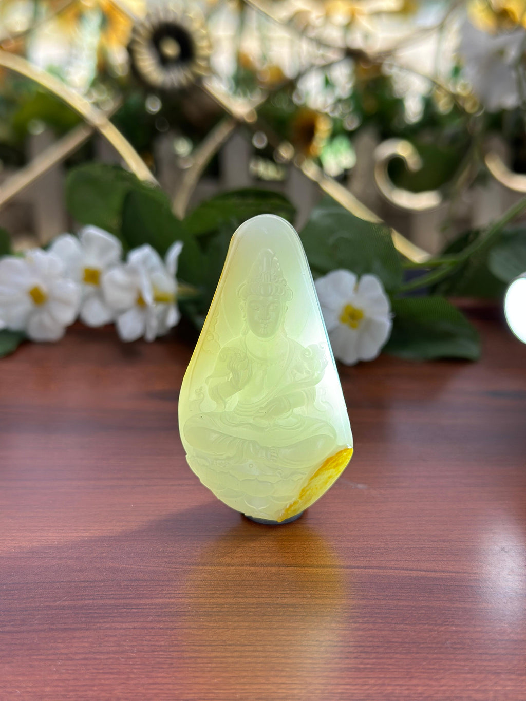新疆和田玉精品白玉洒金皮籽料观音挂件（yc707931）