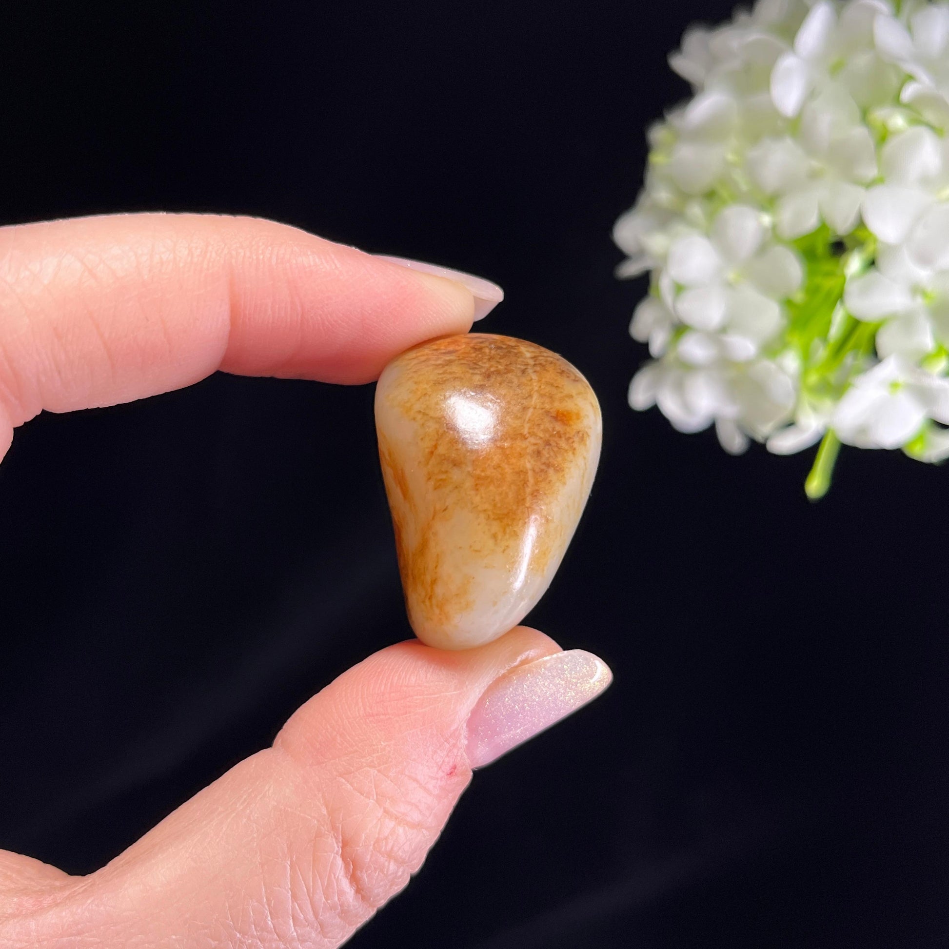 和田玉白玉“寒林横秋”秋梨皮洒红皮籽料（yc354489）