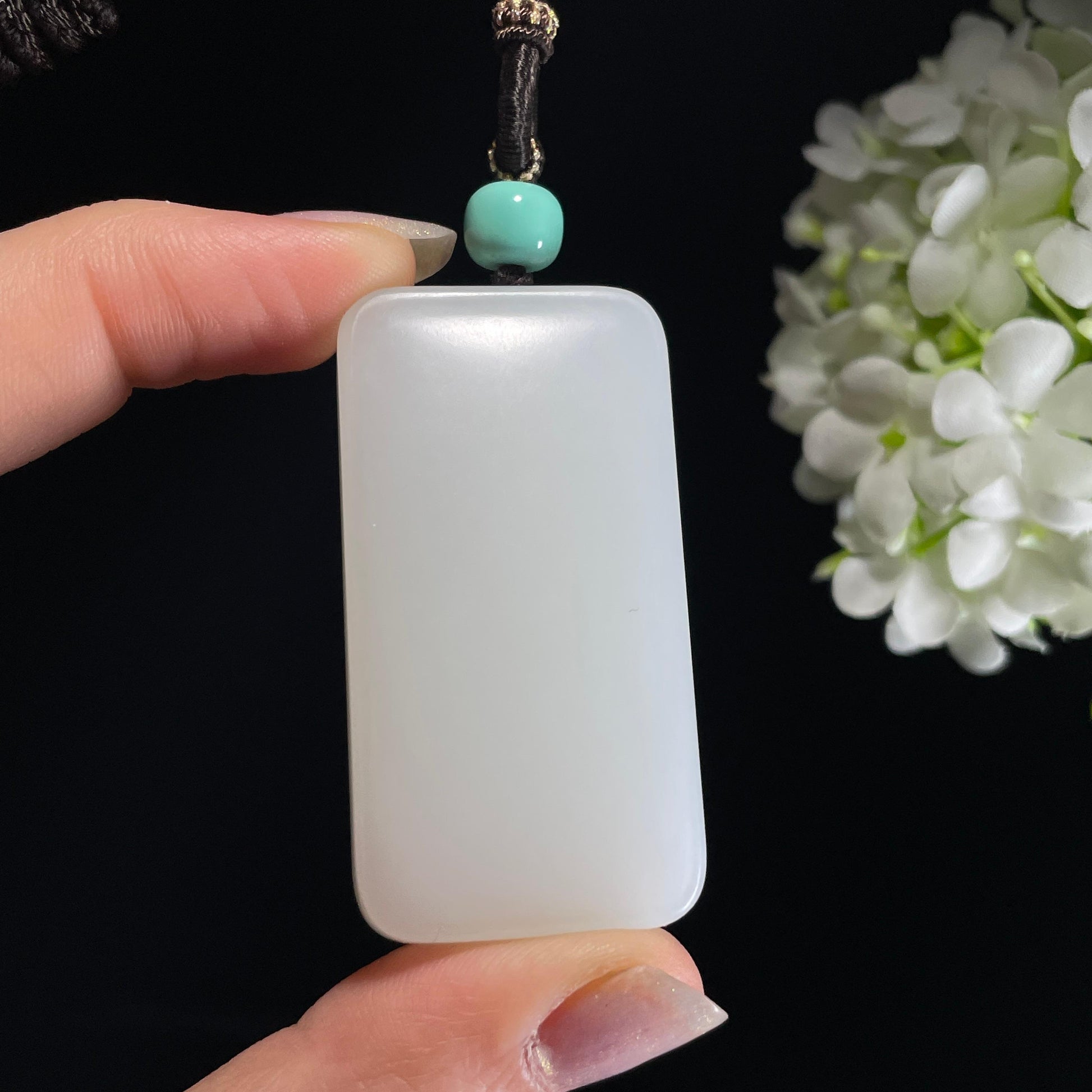 和田玉羊脂白玉“冰川之心”平安无事牌（yc327452）