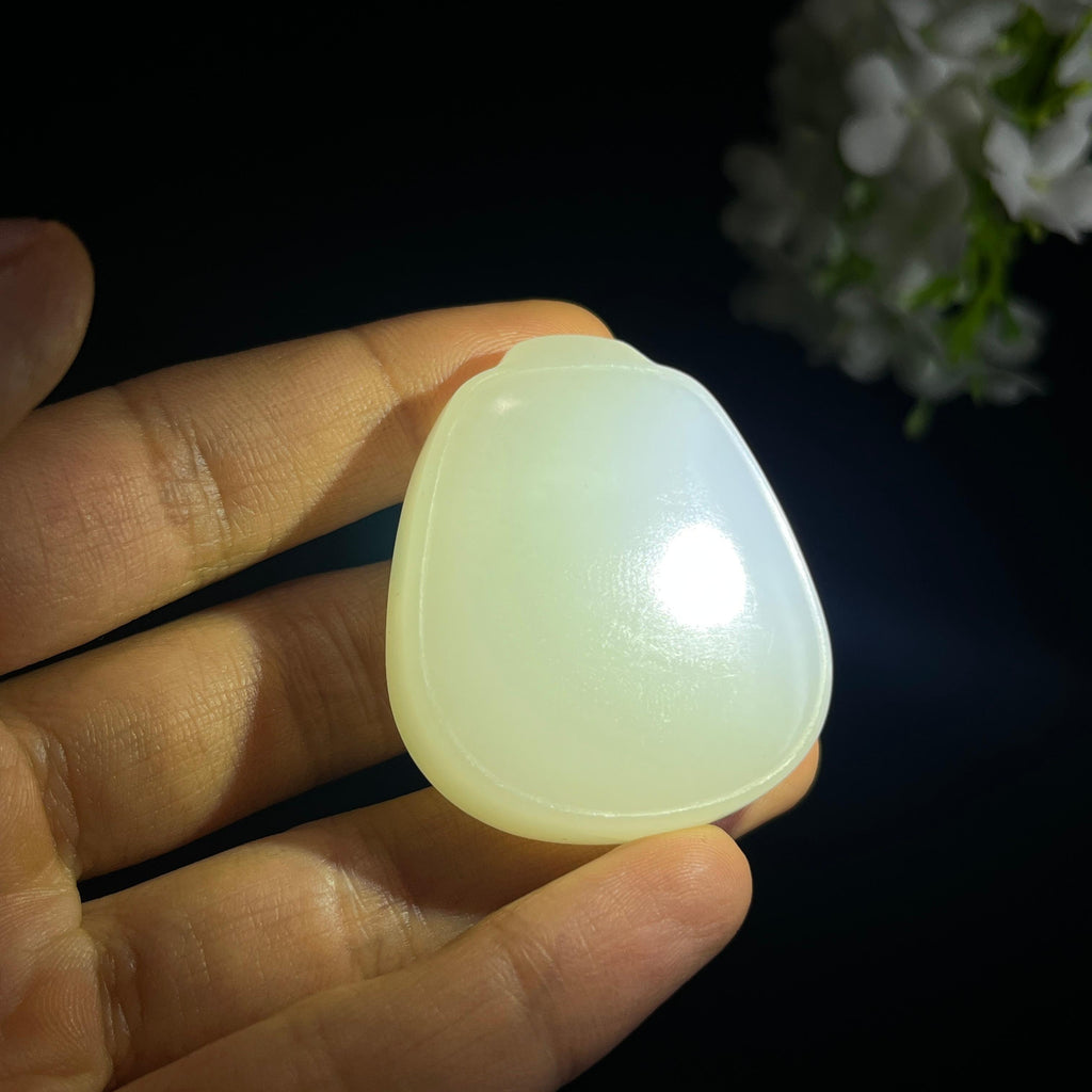 新疆天然和田玉羊脂白玉无事牌（yc349460）