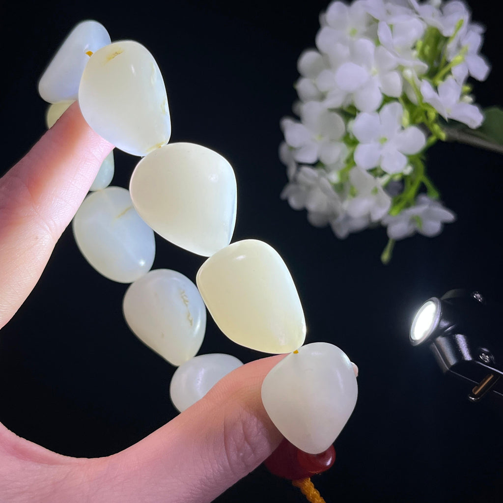 和田玉白玉洒金皮光白籽“云间雪”籽料手串（yc310482）