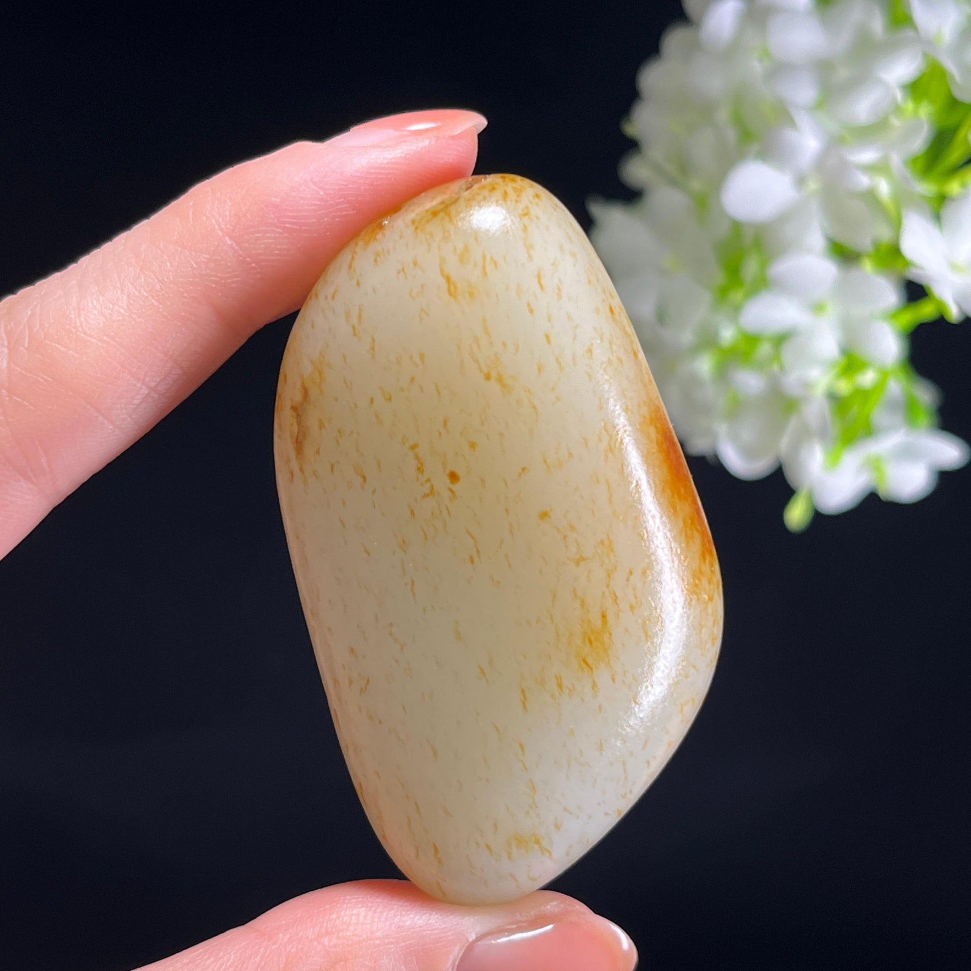 和田玉白玉“秋缕萦怀”洒金洒红皮籽料（yc345788）