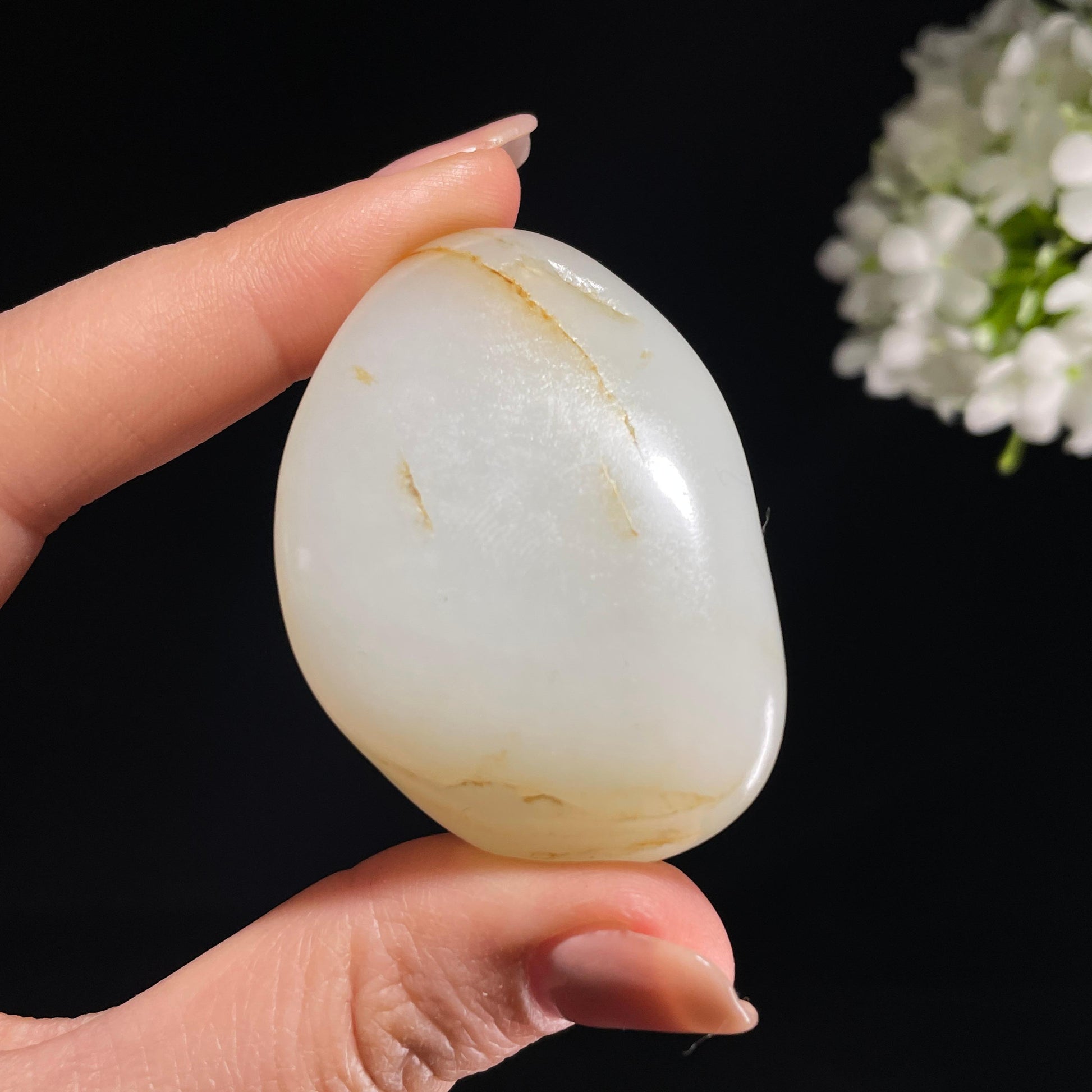 和田玉白玉“星缕穿空”洒金皮籽料（yc374919）