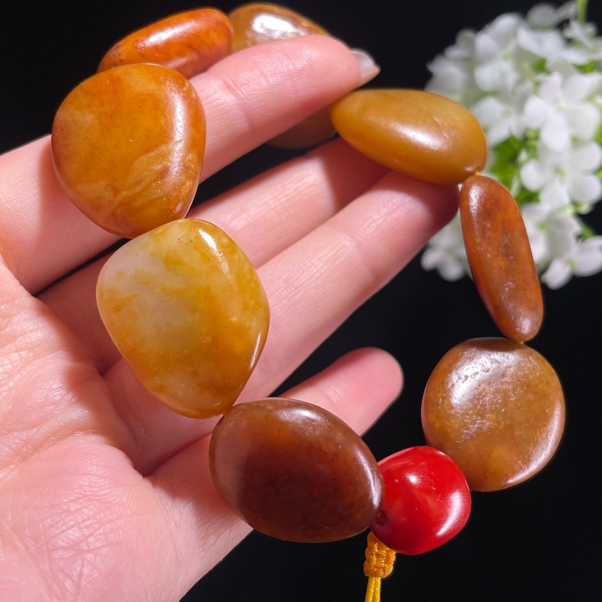 和田玉黄沁红沁原籽手串（yc381847）